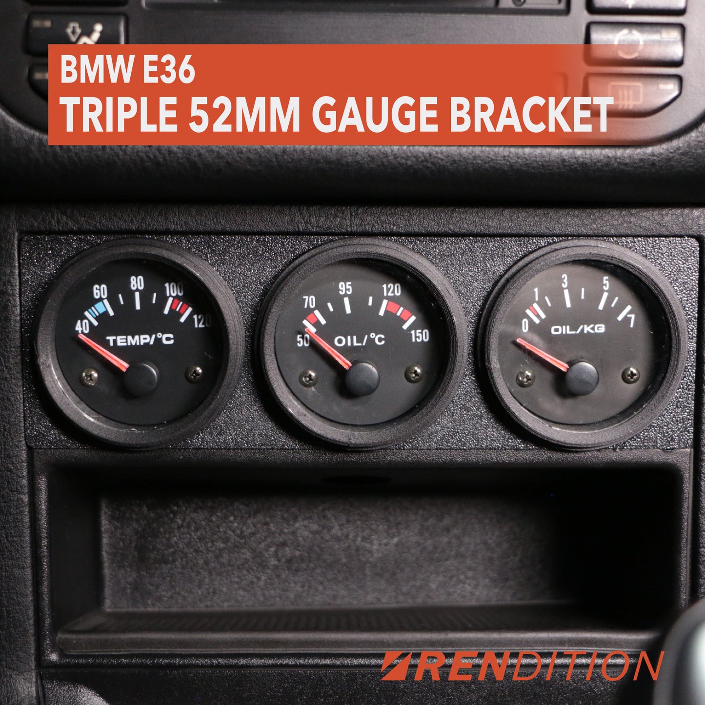 BMW E36 TRIPLE 52MM GAUGE BRACKET