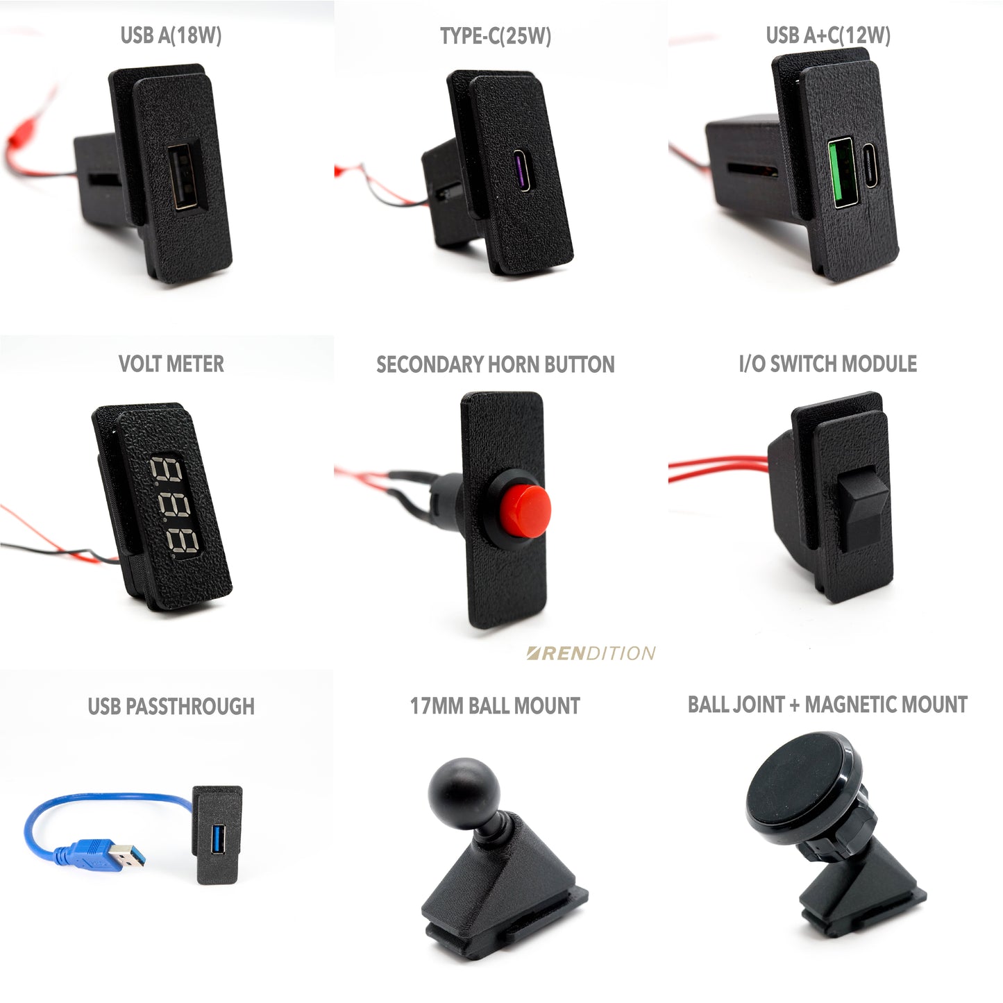 BMW E30 Ashtray Modular Conversion System – USB, Volt Meter, Switches, and Mounts