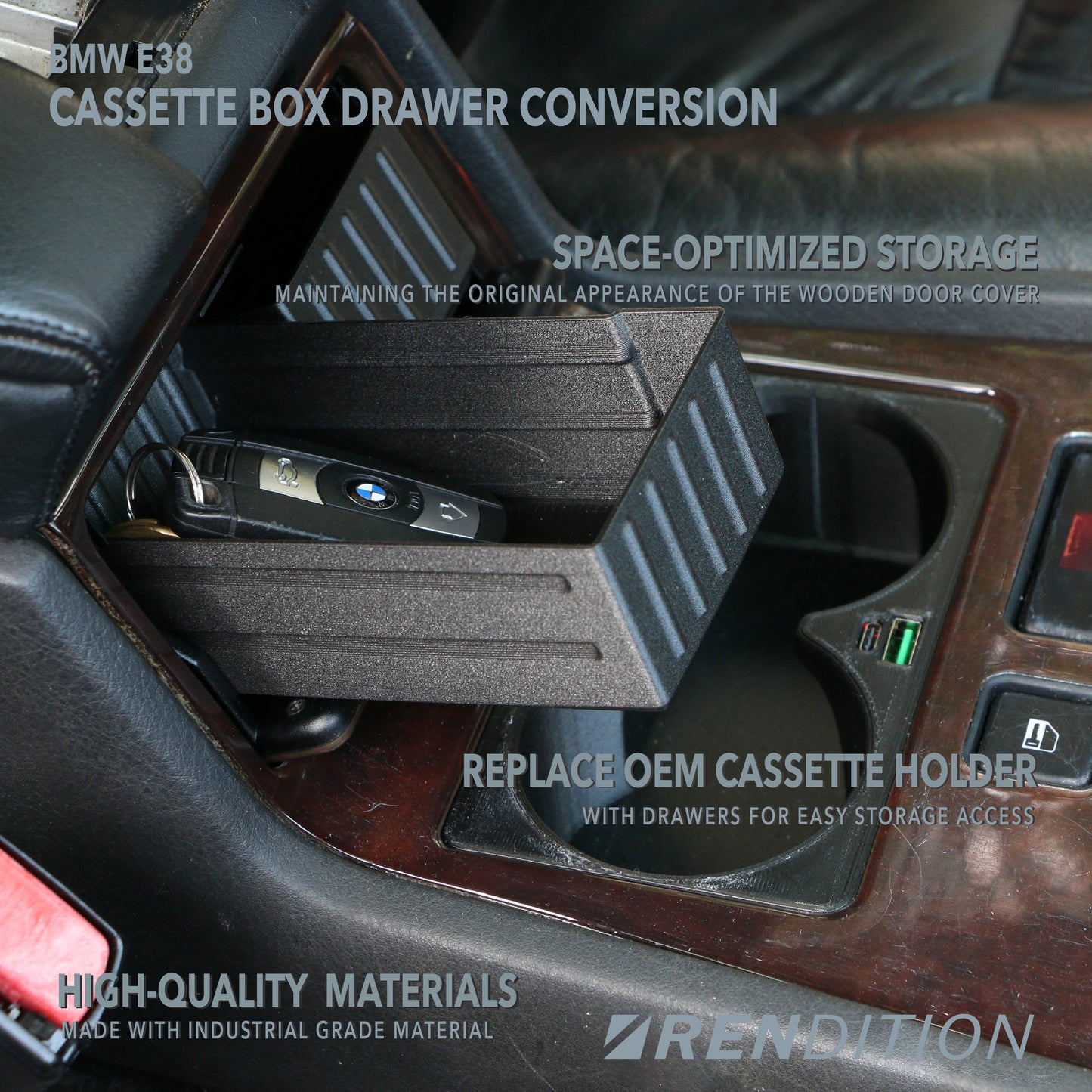 BMW E38 Cassette Box Drawer Conversion / extra storage / life improvement