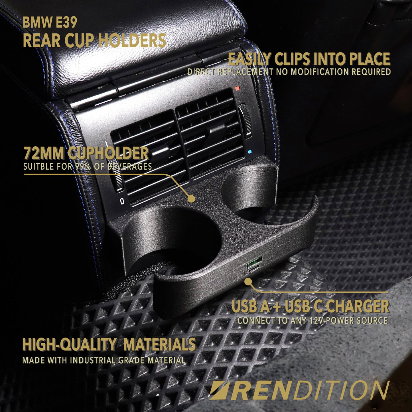 BMW E39 REAR CUP HOLDER USB CHARGER V1.8