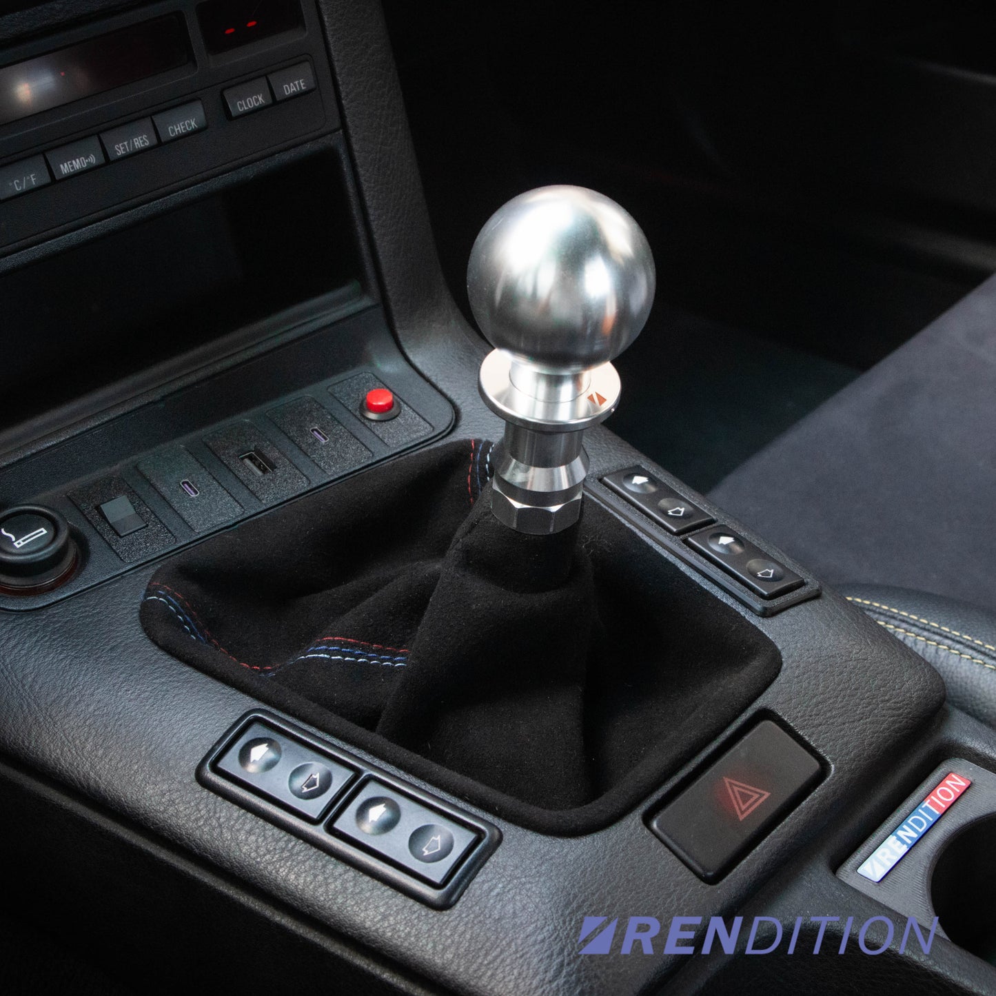 BMW E36 billet AT shift knob installed anodized black raw aluminum automatic OEM+ interior fit