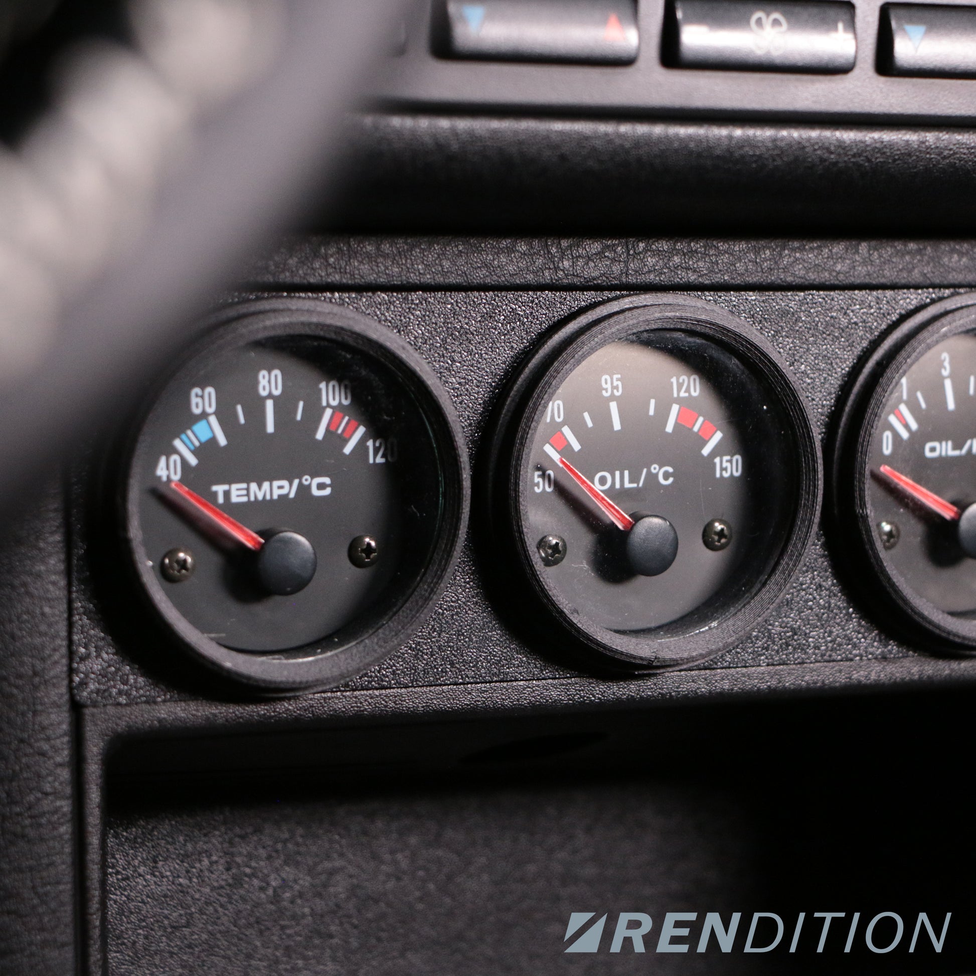 BMW E36 triple gauge bracket for 52mm gauge installation in center console