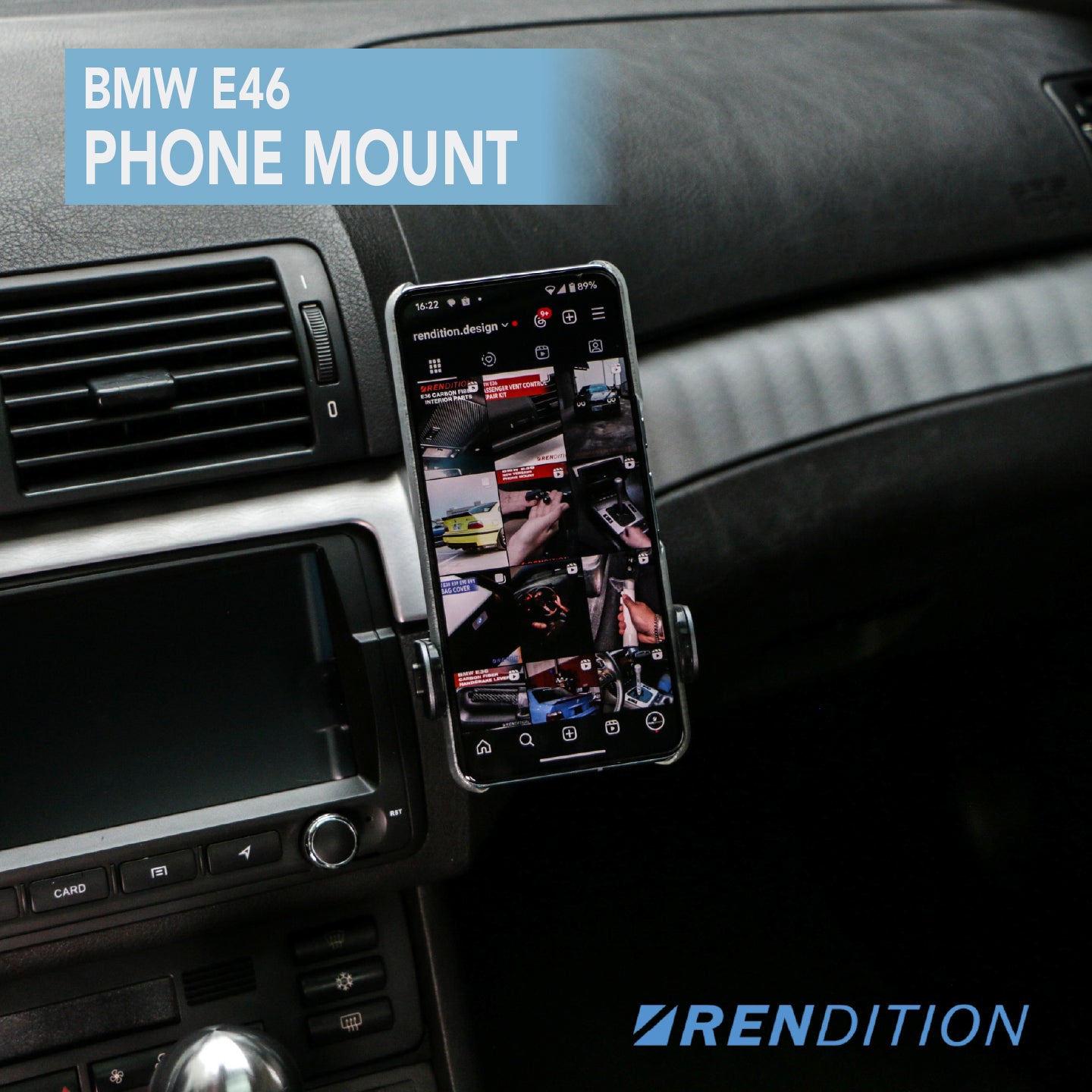 BMW E46 phone mount installed on dash – auto grip holder