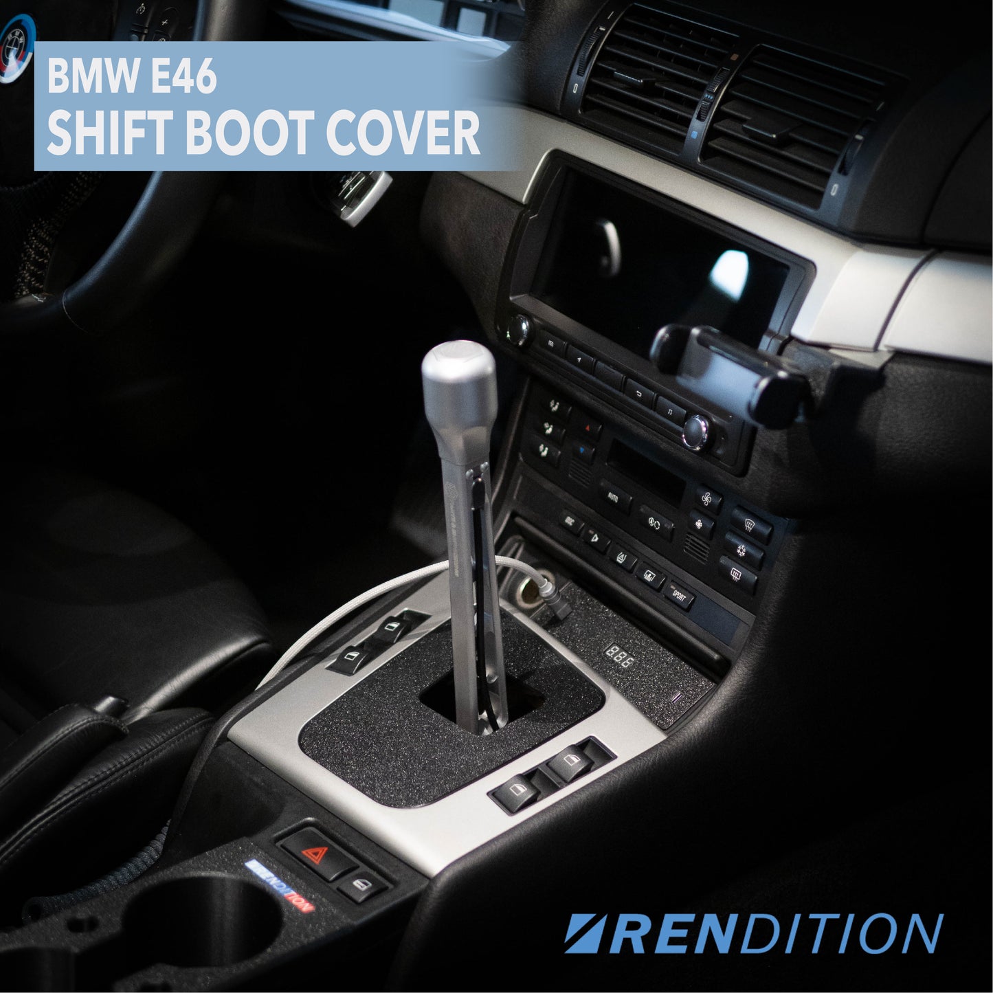 BMW E46 shift boot panel – OEM textured version