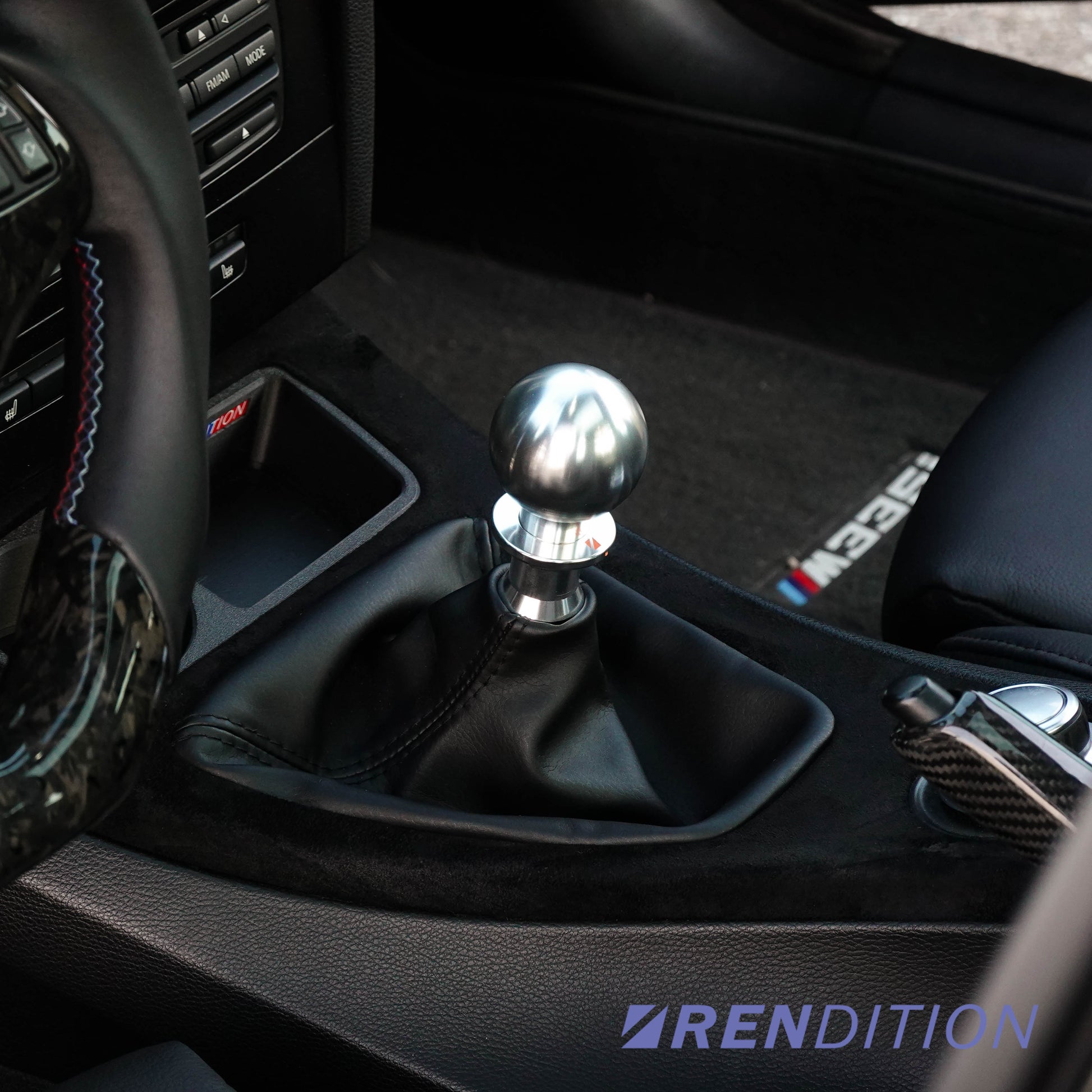BMW E90 billet AT shift knob installed anodized black raw aluminum automatic E90 E91 E92 E93 fitment
