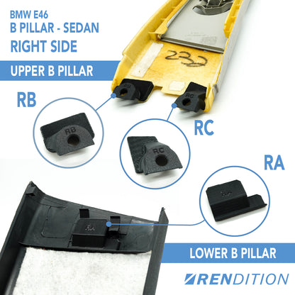 BMW E46 Sedan B-pillar trim repair kit