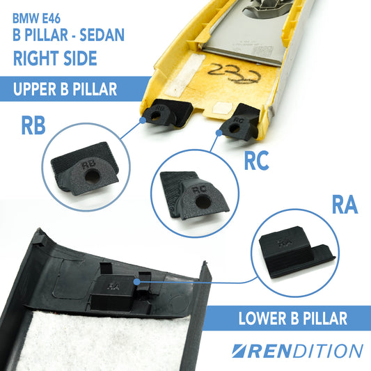BMW E46 Sedan B-pillar trim repair kit