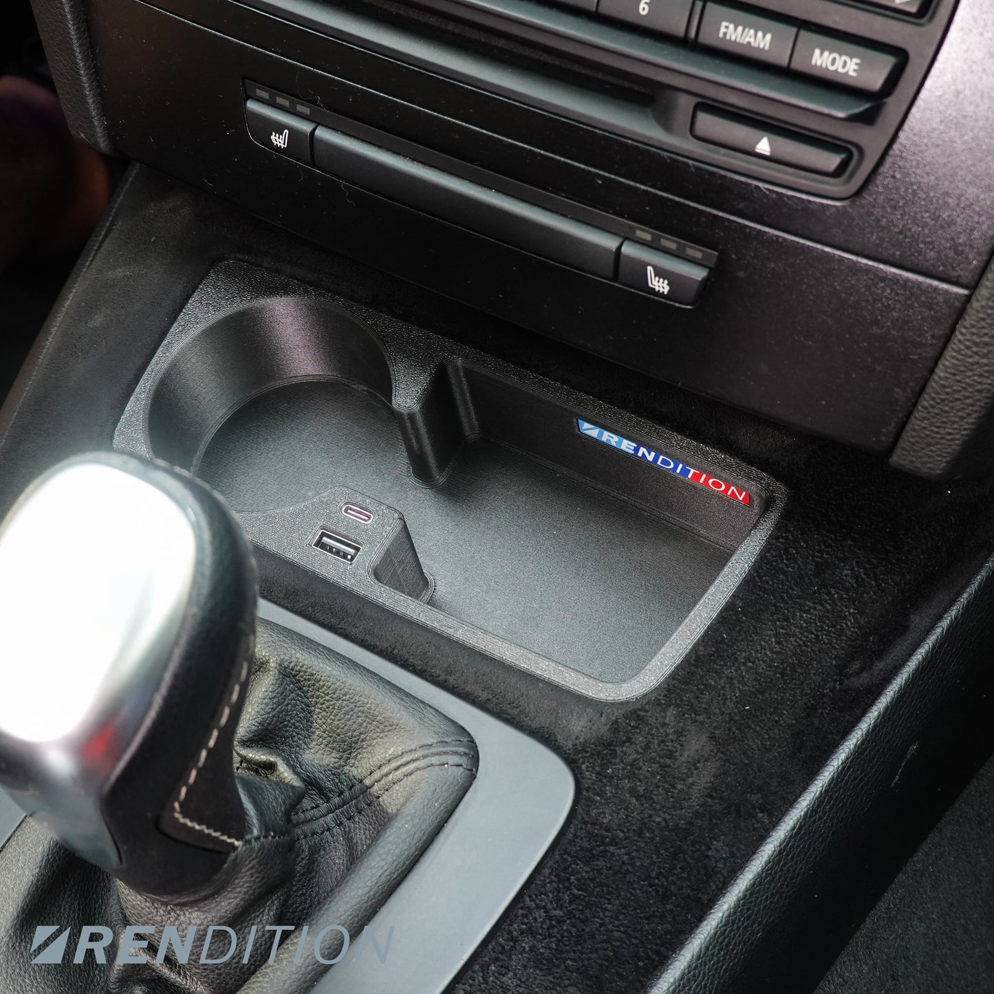 BMW E9X FRONT CUPHOLDER + USB (E90 E91 E92 E93)