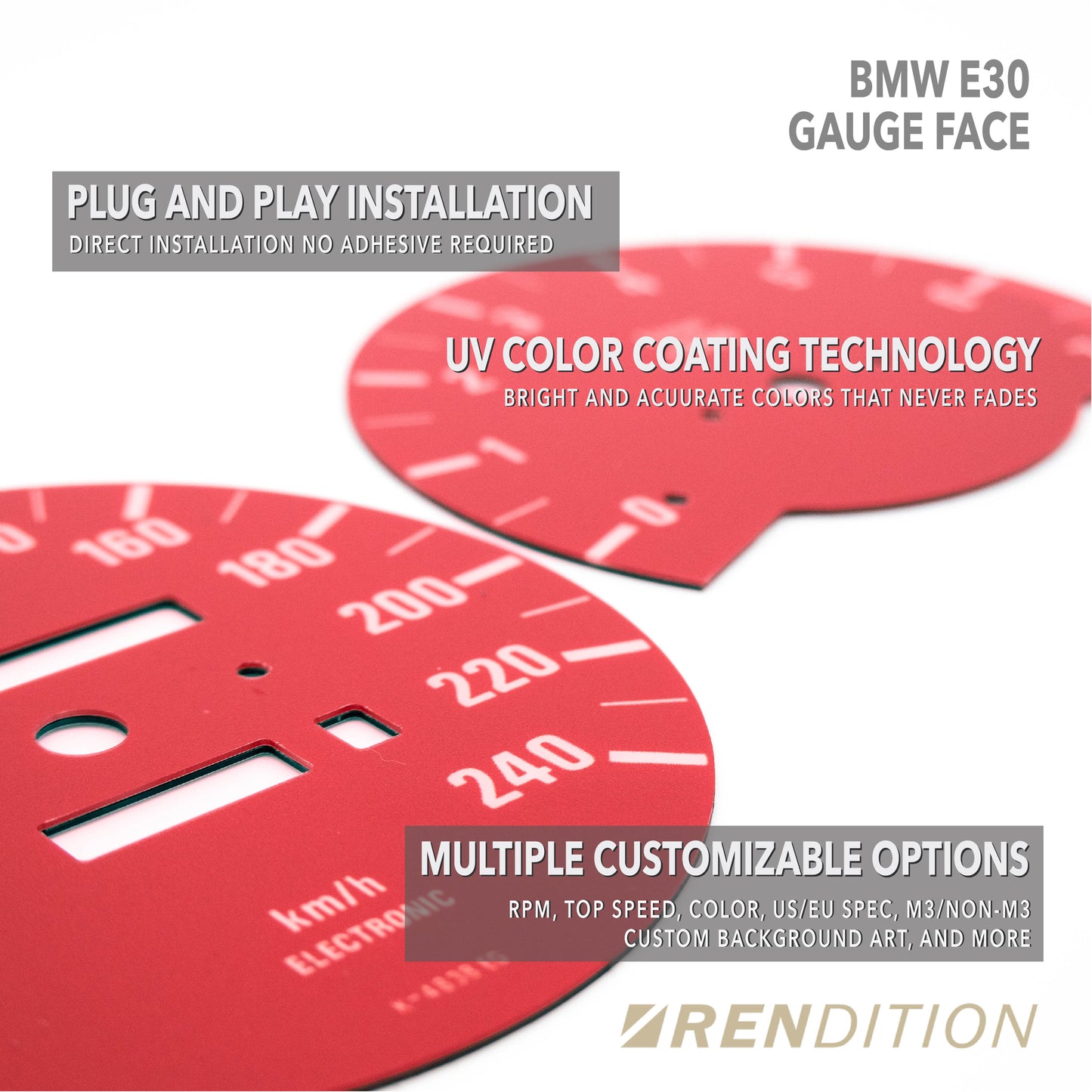 BMW E30 GAUGE FACE / GAUGE OVERLAY FOR M3