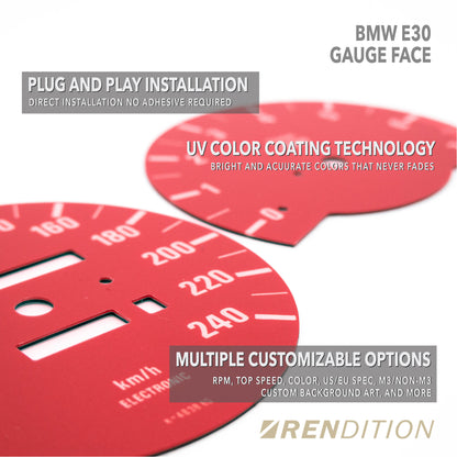 BMW E30 GAUGE FACE / GAUGE OVERLAY FOR M3