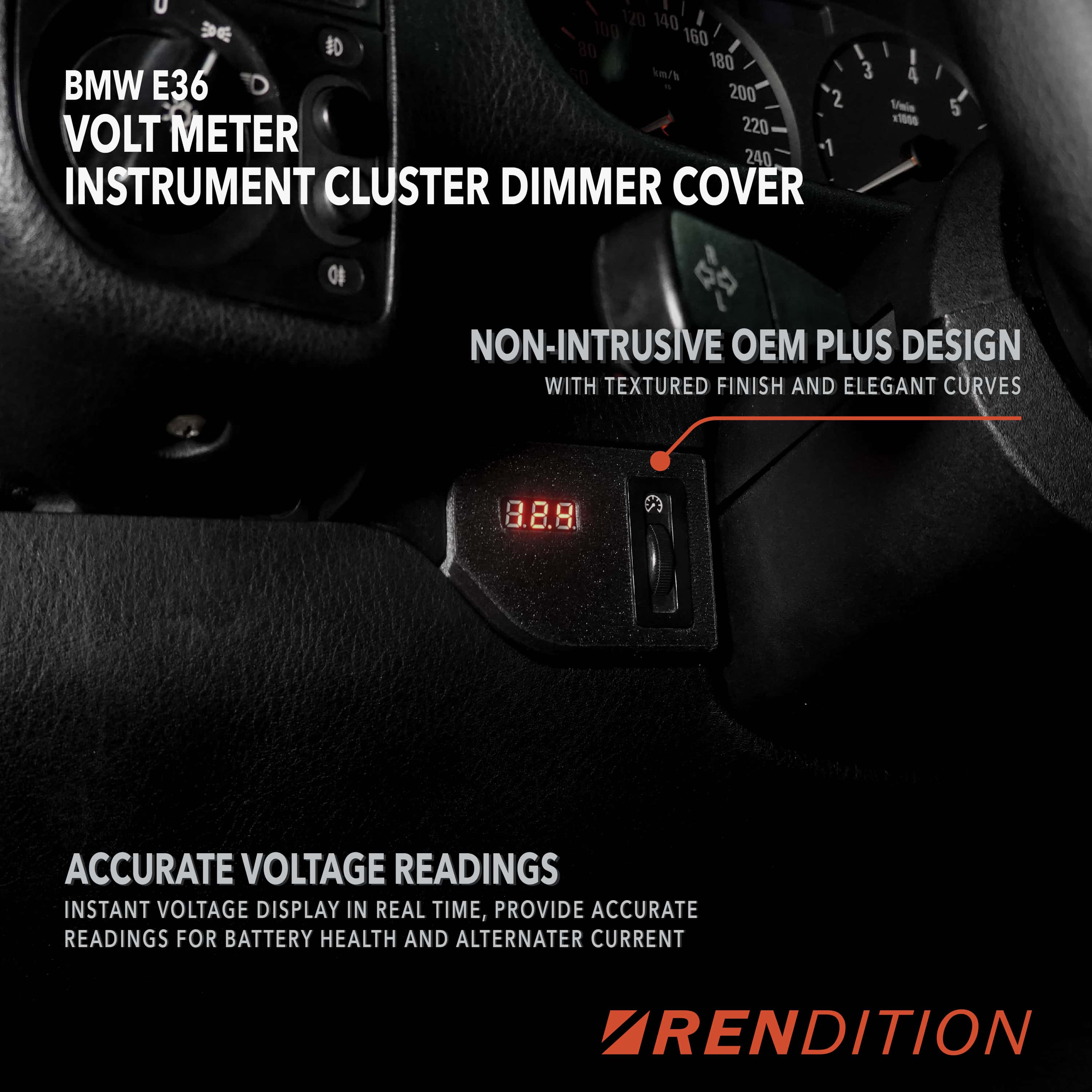 BMW E36 Instrument Cluster Dimmer Cover Volt Meter OEM Replacement Carbon Fiber

