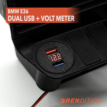 BMW E36 DUAL USB + VOLT METER CIGARETTE LIGHTER REPLACEMENT