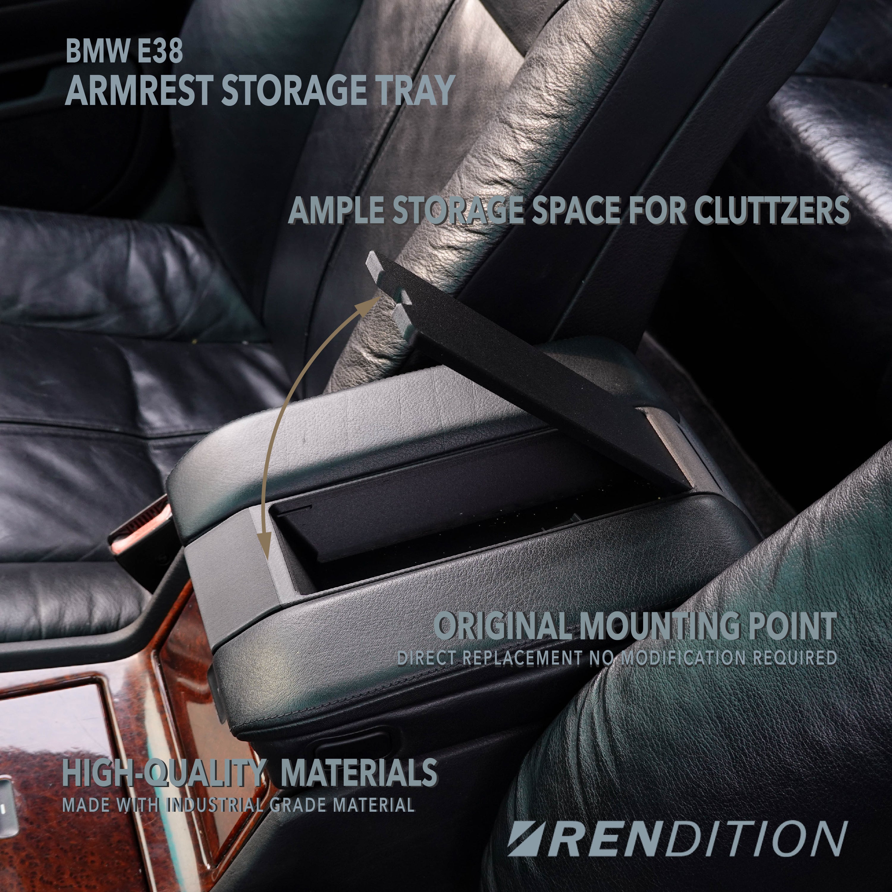 BMW E38 ARMREST STORAGE TRAY V2.1 / STOAGE BOX / E38 PHONE REPLACEMENT