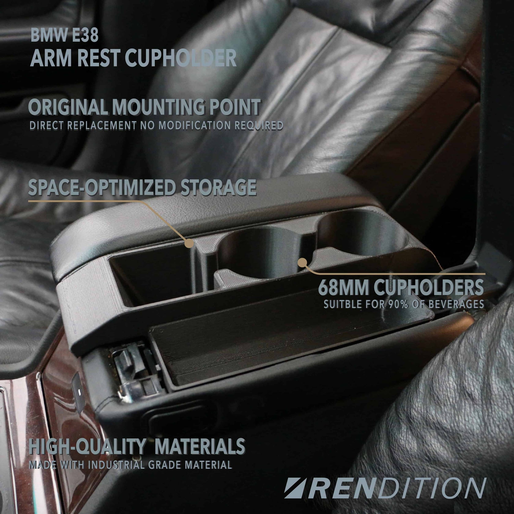 BMW E38 Armrest Cupholder Rendition Design Rendition Design