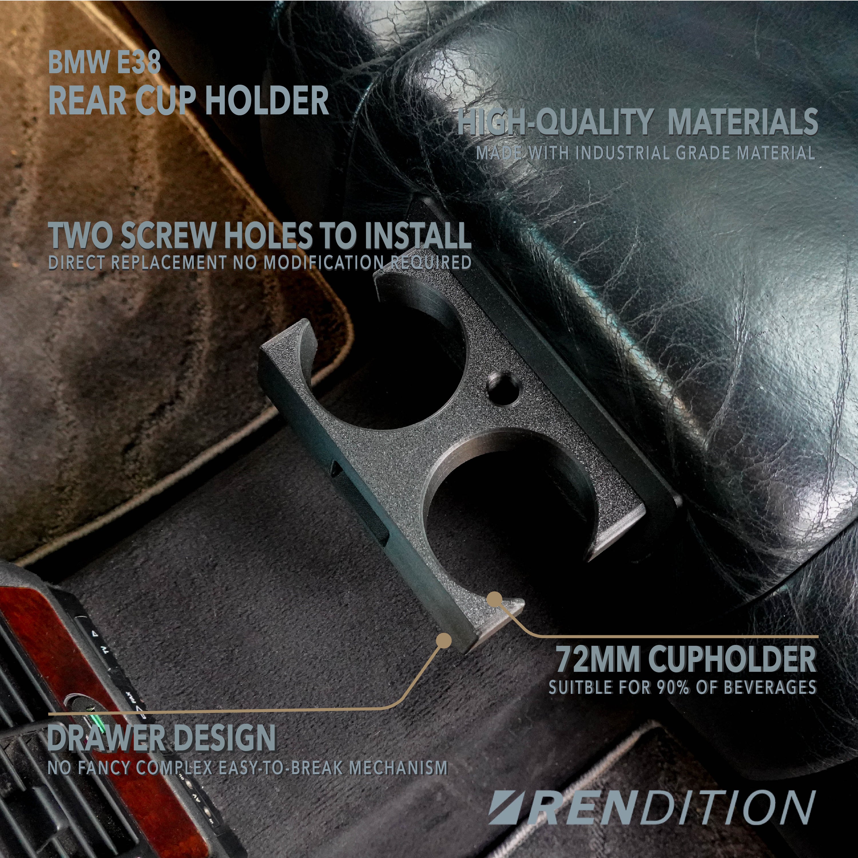 BMW E38 REAR CUP HOLDER