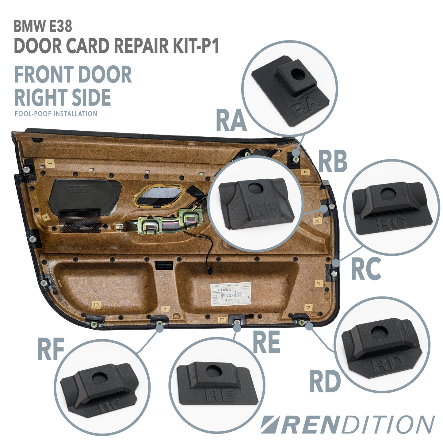 BMW E38 DOOR CARD REPAIR KIT