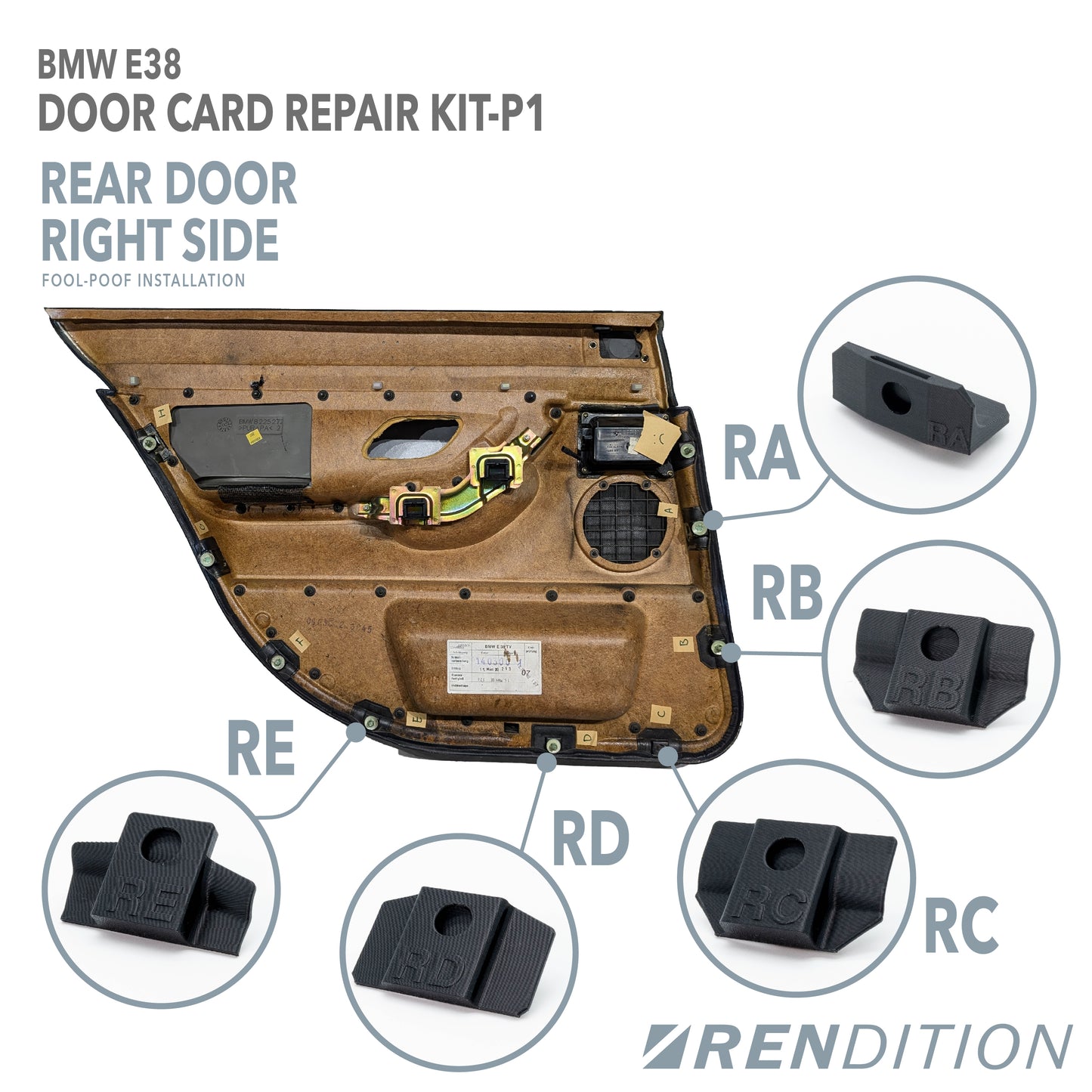 BMW E38 DOOR CARD REPAIR KIT