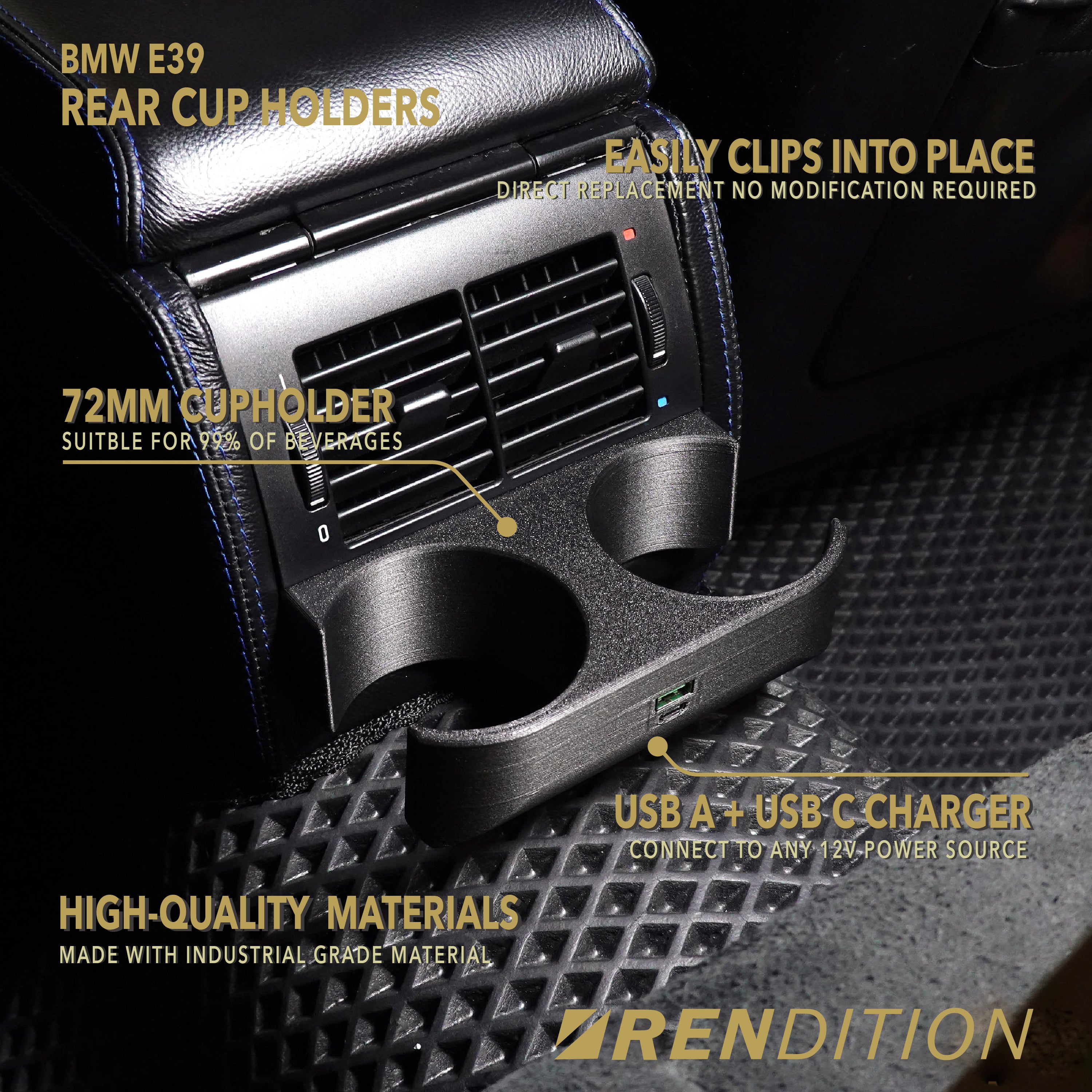 BMW E39 後排杯架 USB 充電器 V1.8