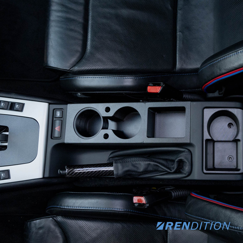 BMW E46 Front Cup Holder V3 – Dual 72mm | OEM Texture | Secure Fit