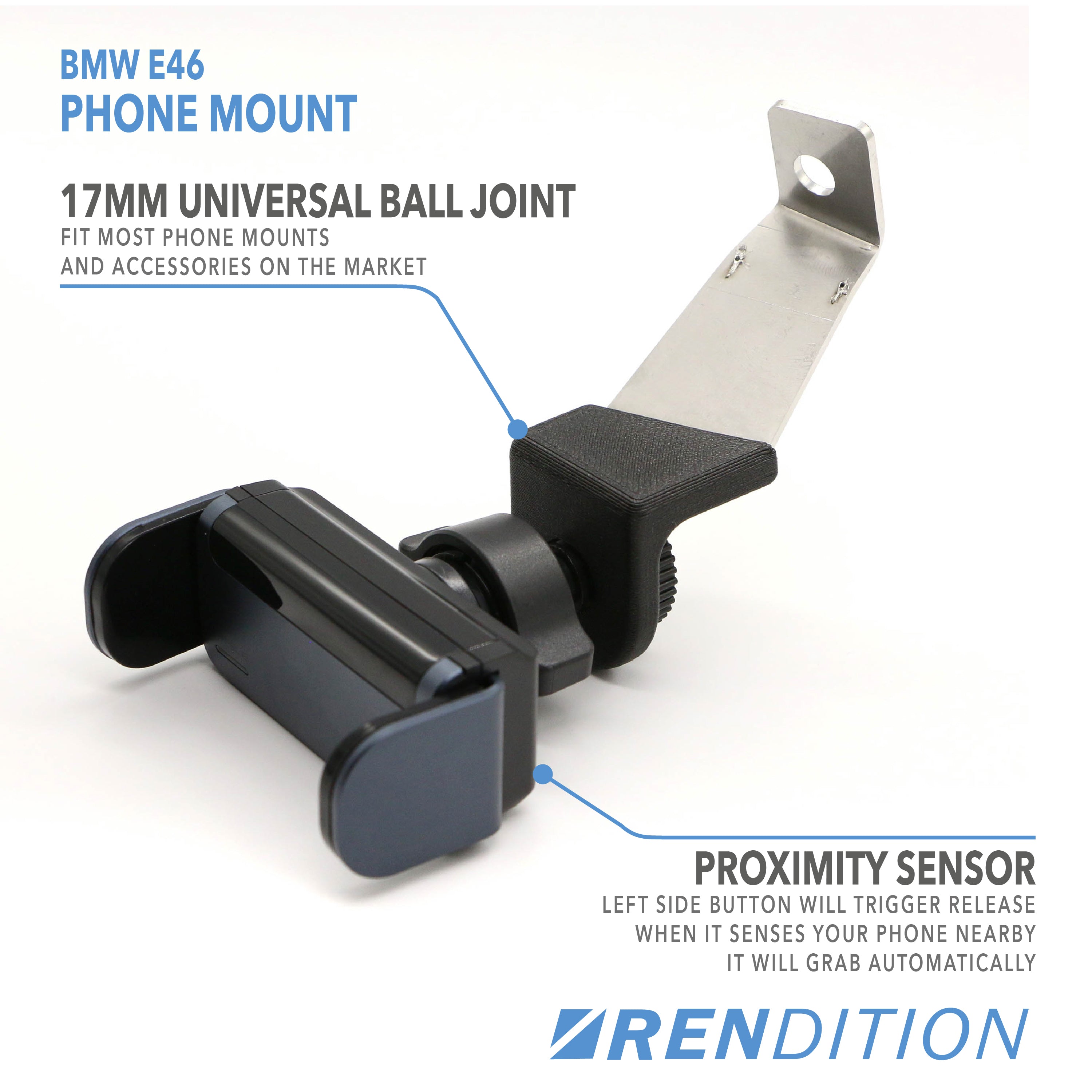 BMW E46 Phone Mount | Rendition E46 Dash Mount Phone Holder V3