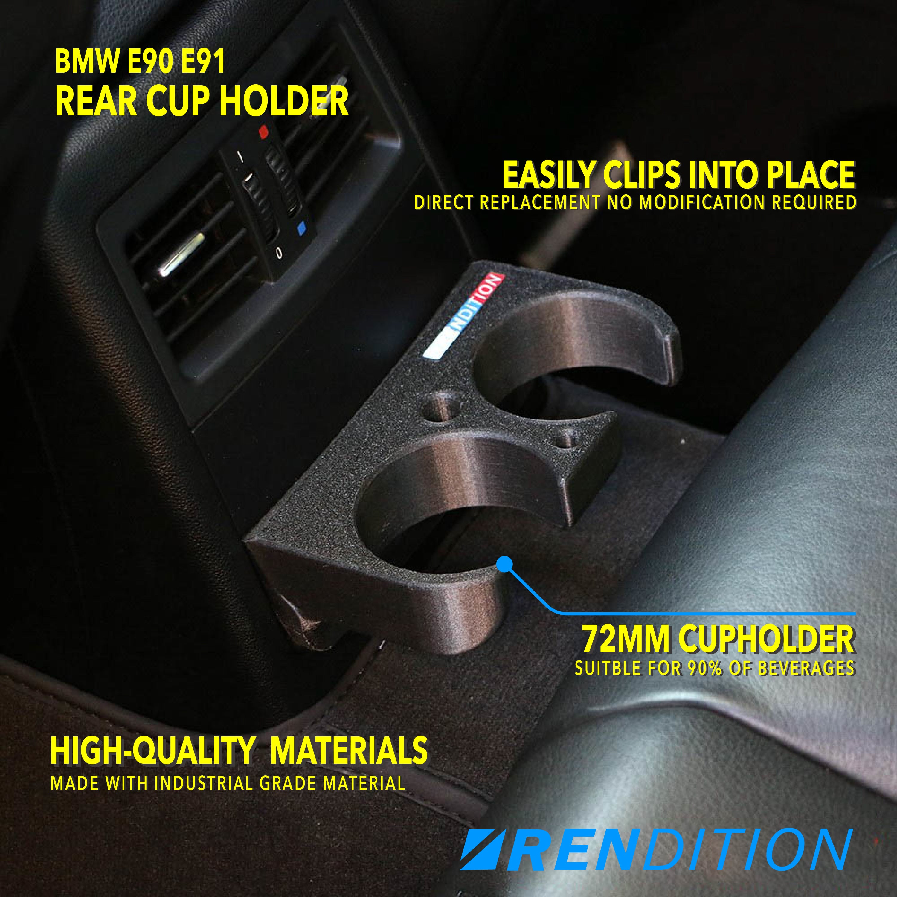 BMW E90 E91 REAR CUP HOLDER V2