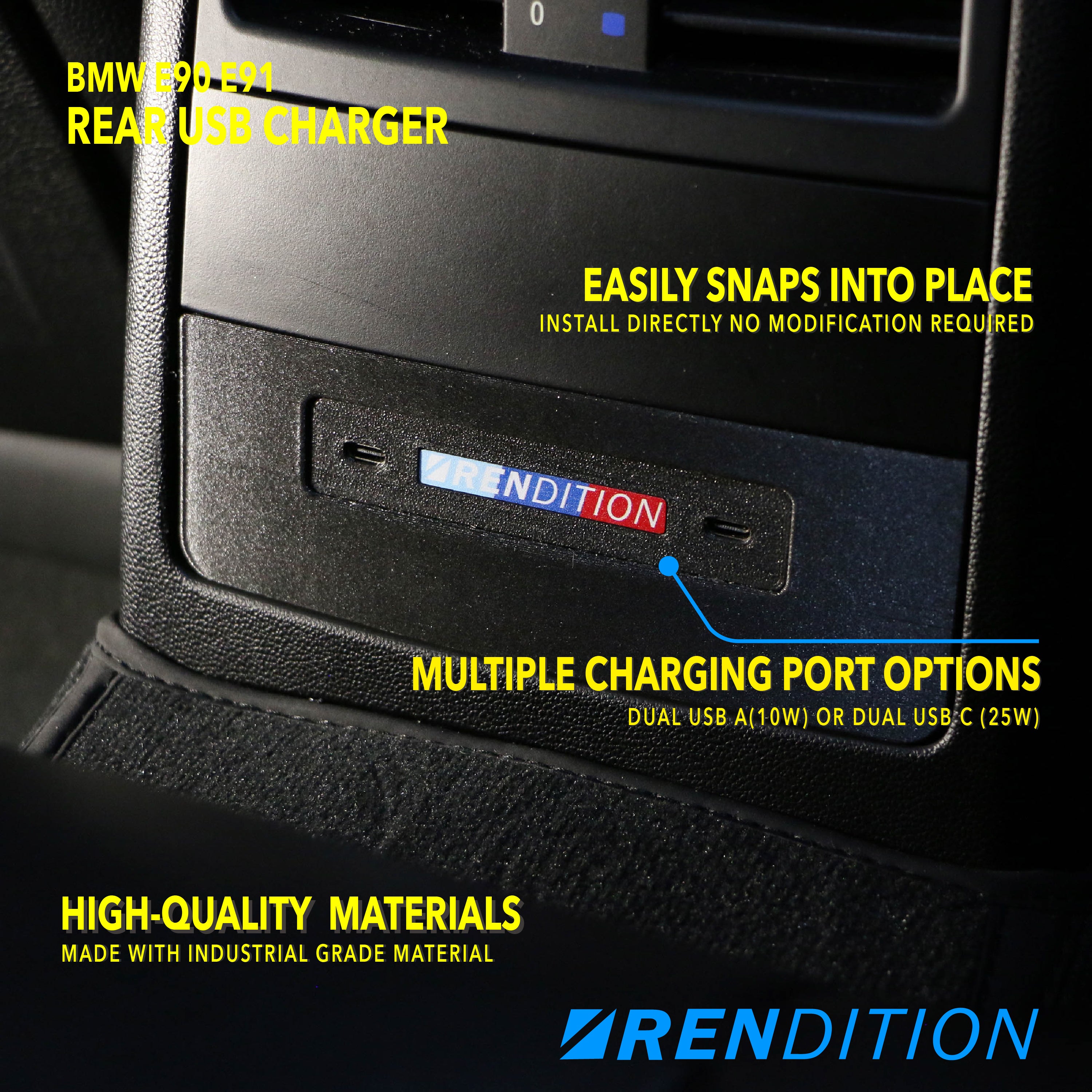 BMW E90 E91 USB Charger for Rear Seat