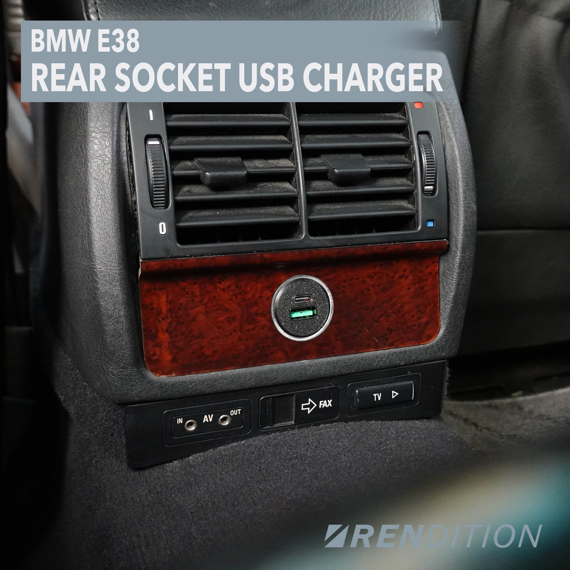 bmw usb cigarette lighter charger BMW E38 REAR SOCKET USB CHARGER