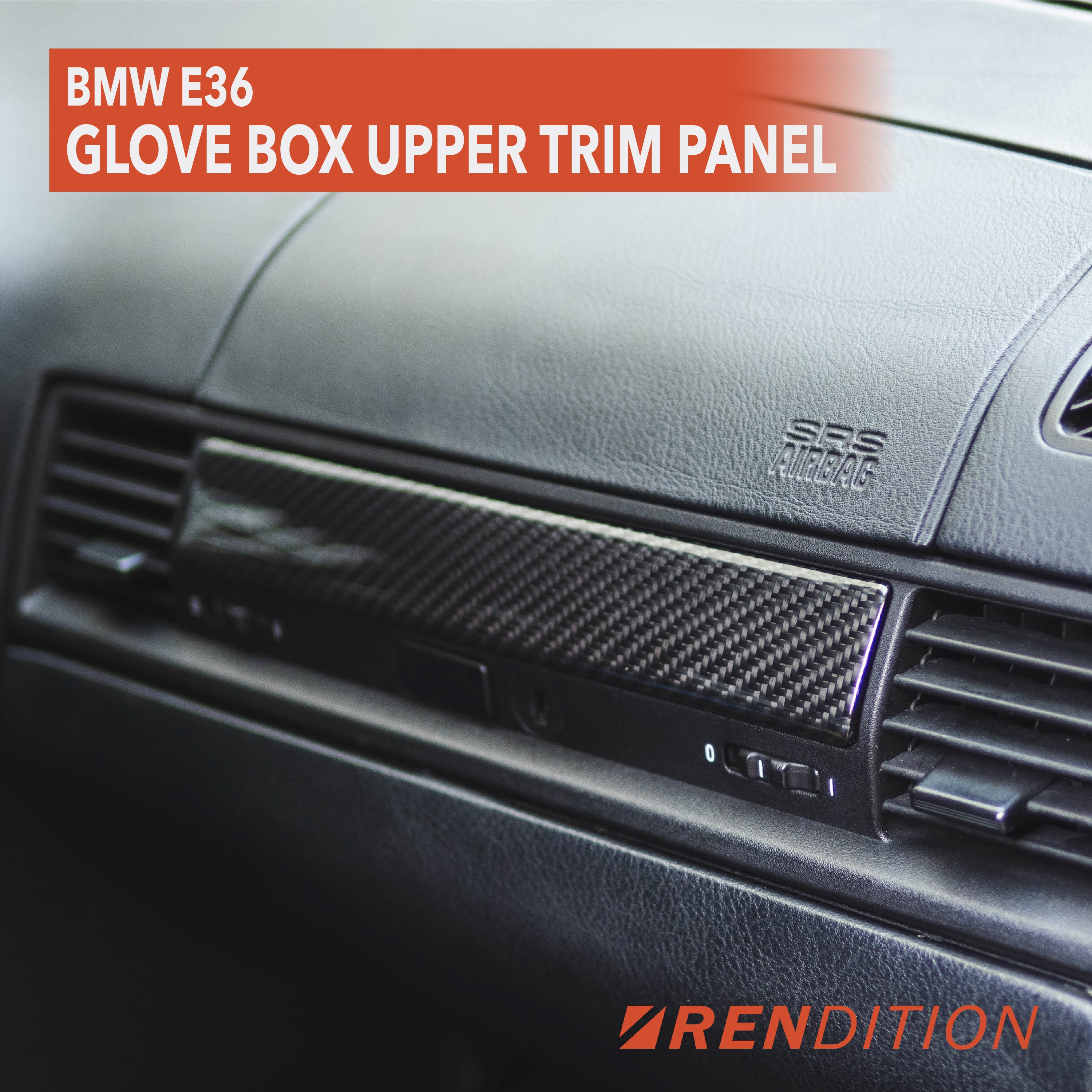 BMW E36 carbon fiber glovebox trim replacement for Coupe and Sedan