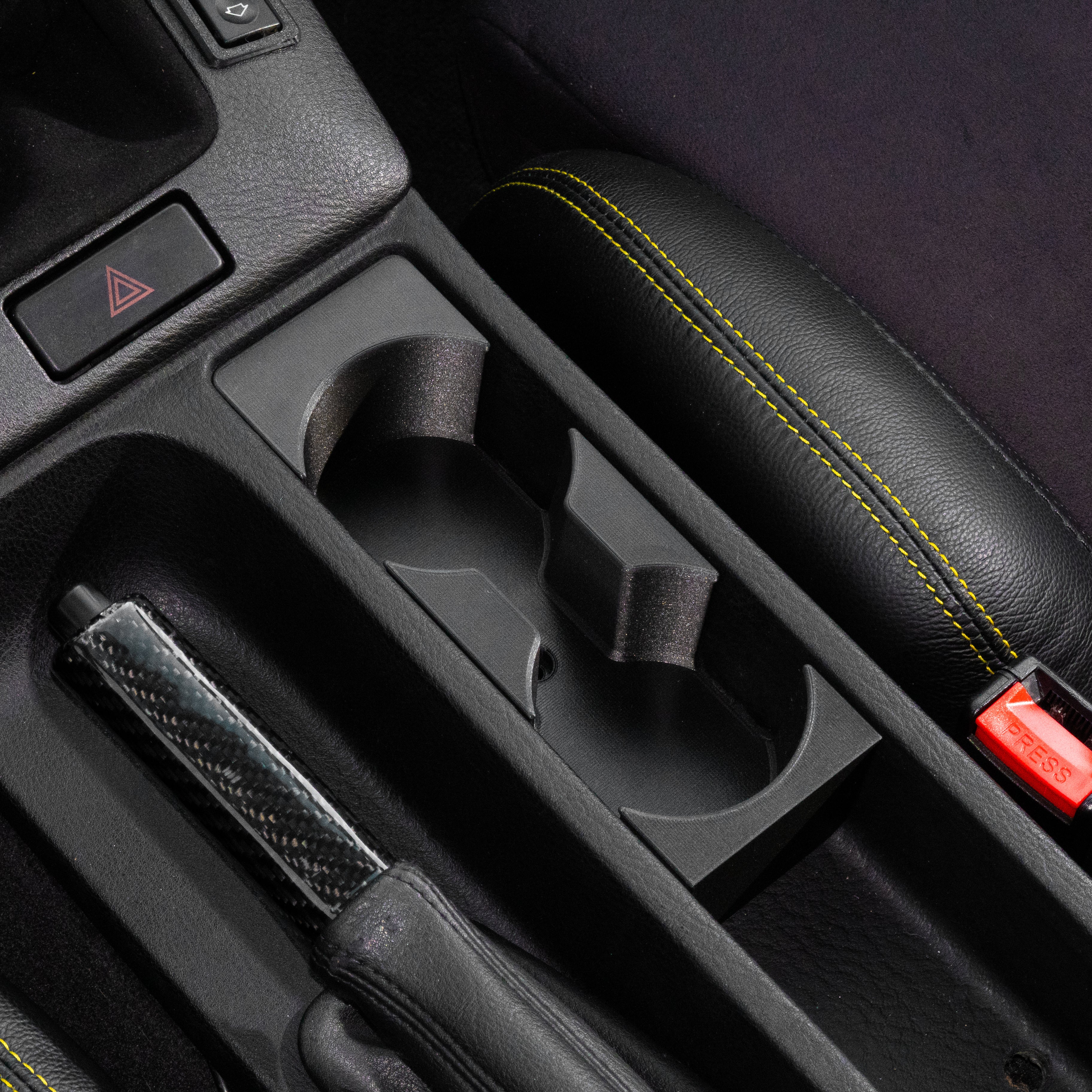 BMW E36 front cup holder upgrade V6 generation MAX partition secure phone holder XL adapter available