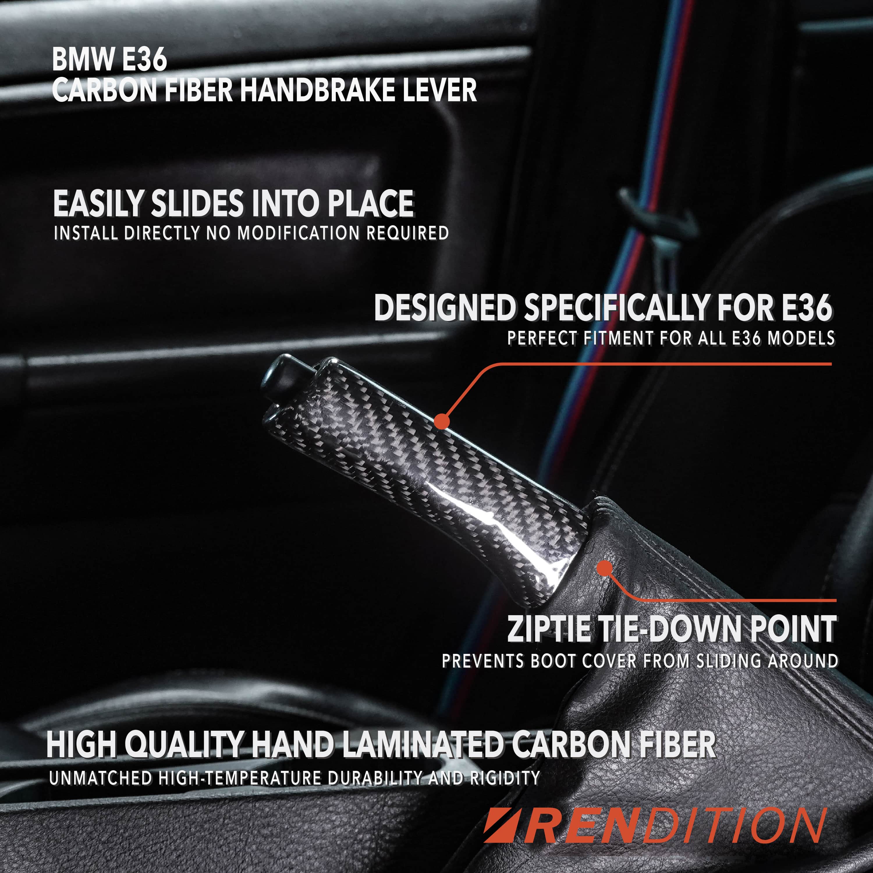 BMW E36 Handbrake Lever Carbon Fiber Polycarbonate OEM Fit