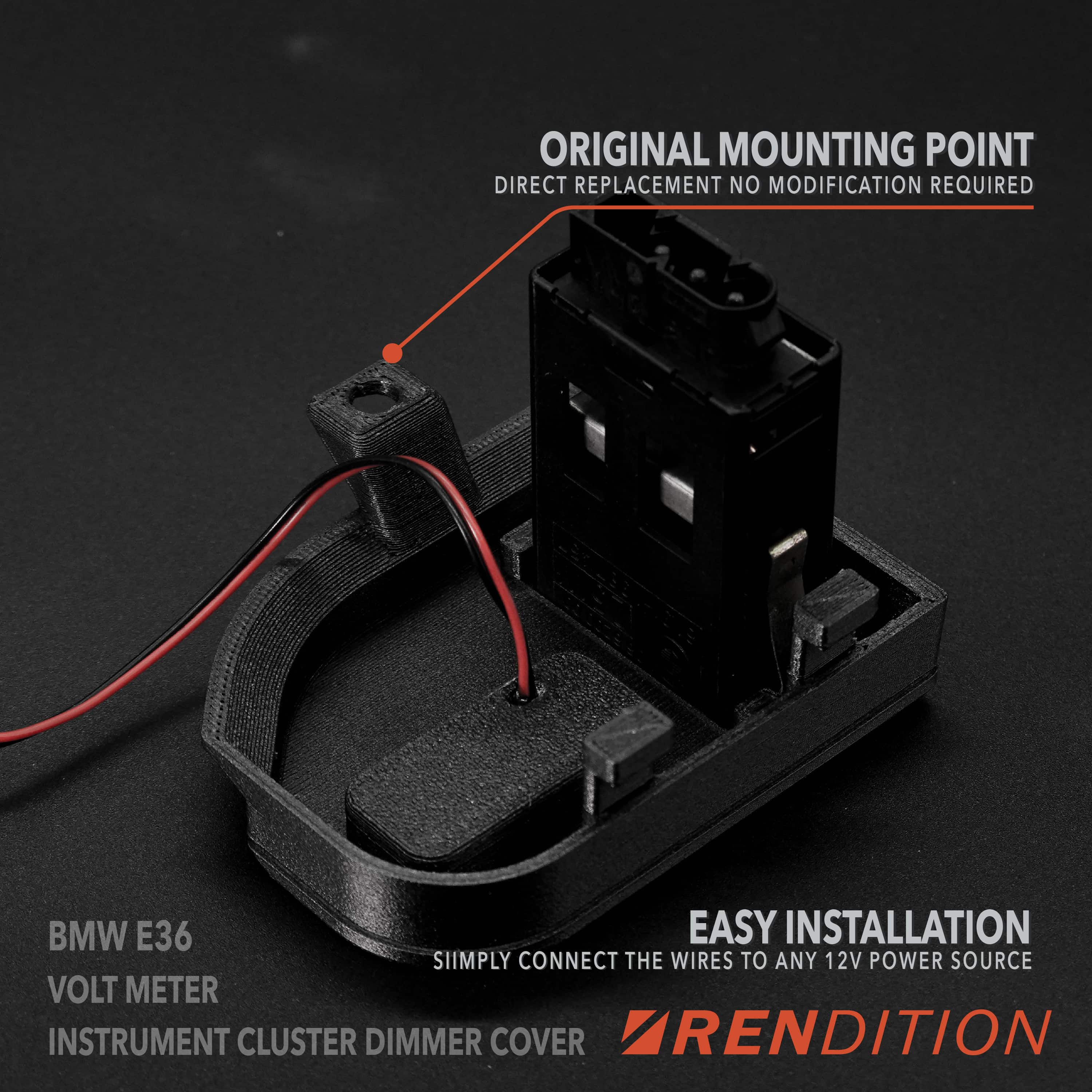 BMW E36 Instrument Cluster Dimmer Cover Volt Meter OEM Replacement Carbon Fiber

