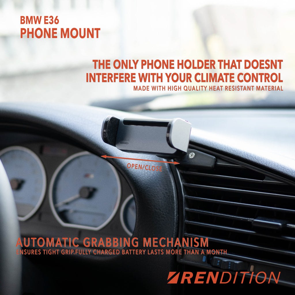BMW E36 phone mount installed on center dash