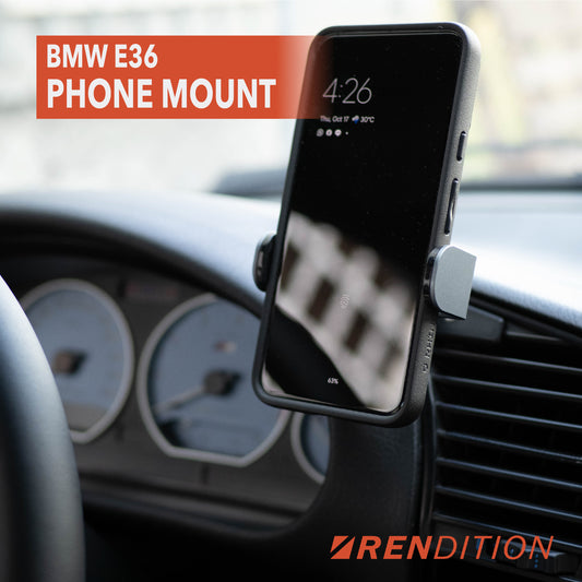 BMW E36 phone mount installed on center dash using a M3 screw