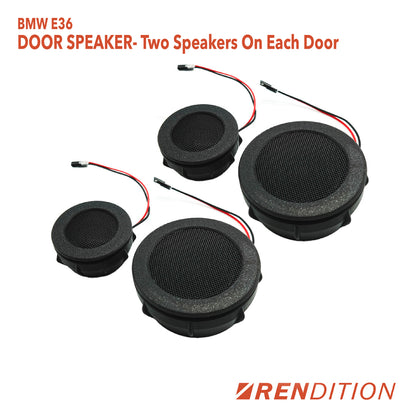 BMW E36 tweeter & speaker grille upgrade kit full-range HiFi replacement full kit displayed