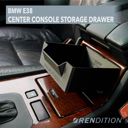BMW E38 center console drawer conversion with OEM wood cover compatibility