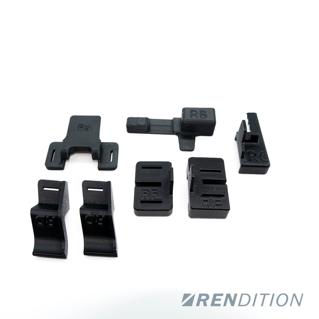 BMW E38 interior pillar tab replacements – detailed view of A B C pillar clips