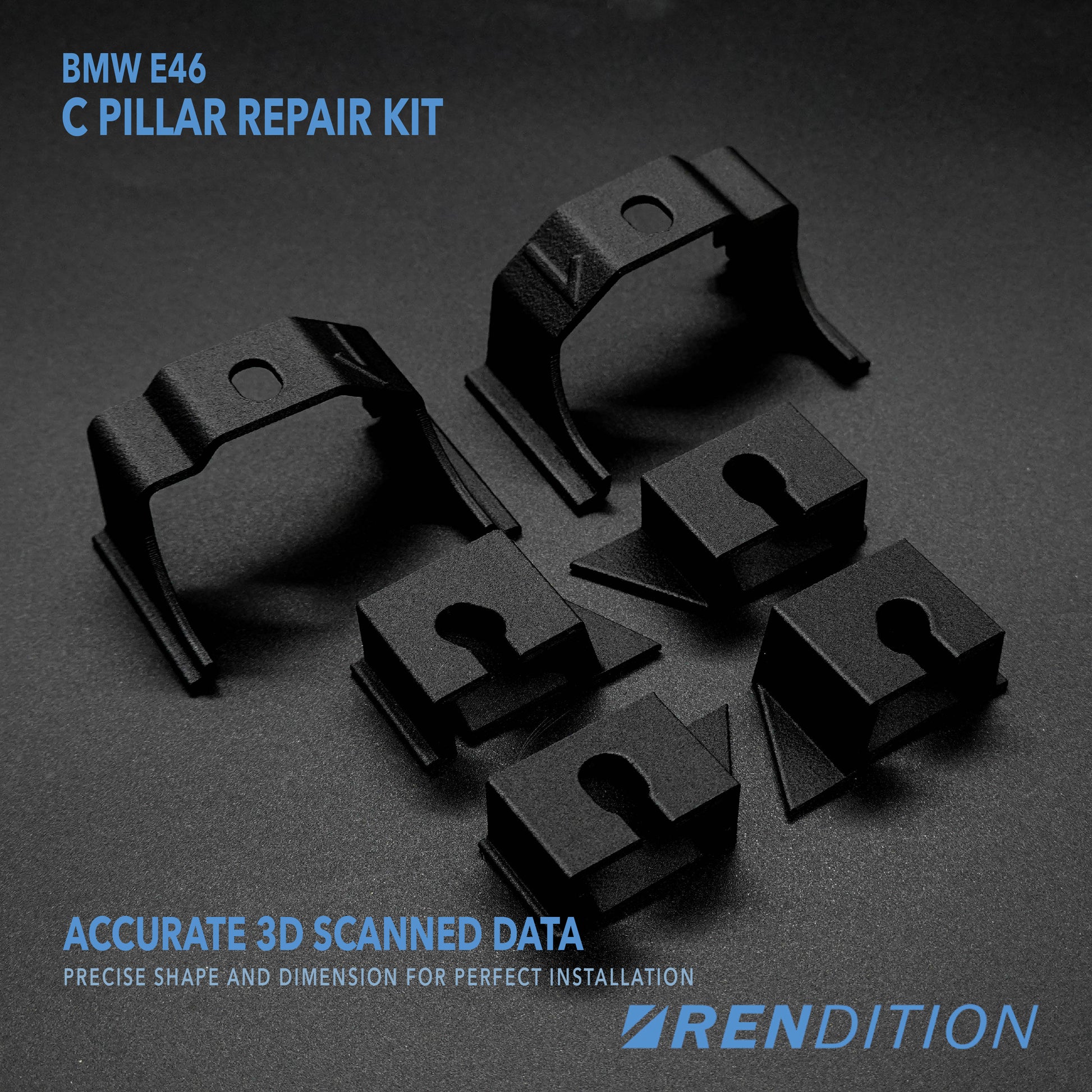 BMW E46 Coupe C-pillar trim repair kit 6 pcs