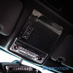 BMW E46 sunroof motor cover replacement in textured, suede, and carbon finishes