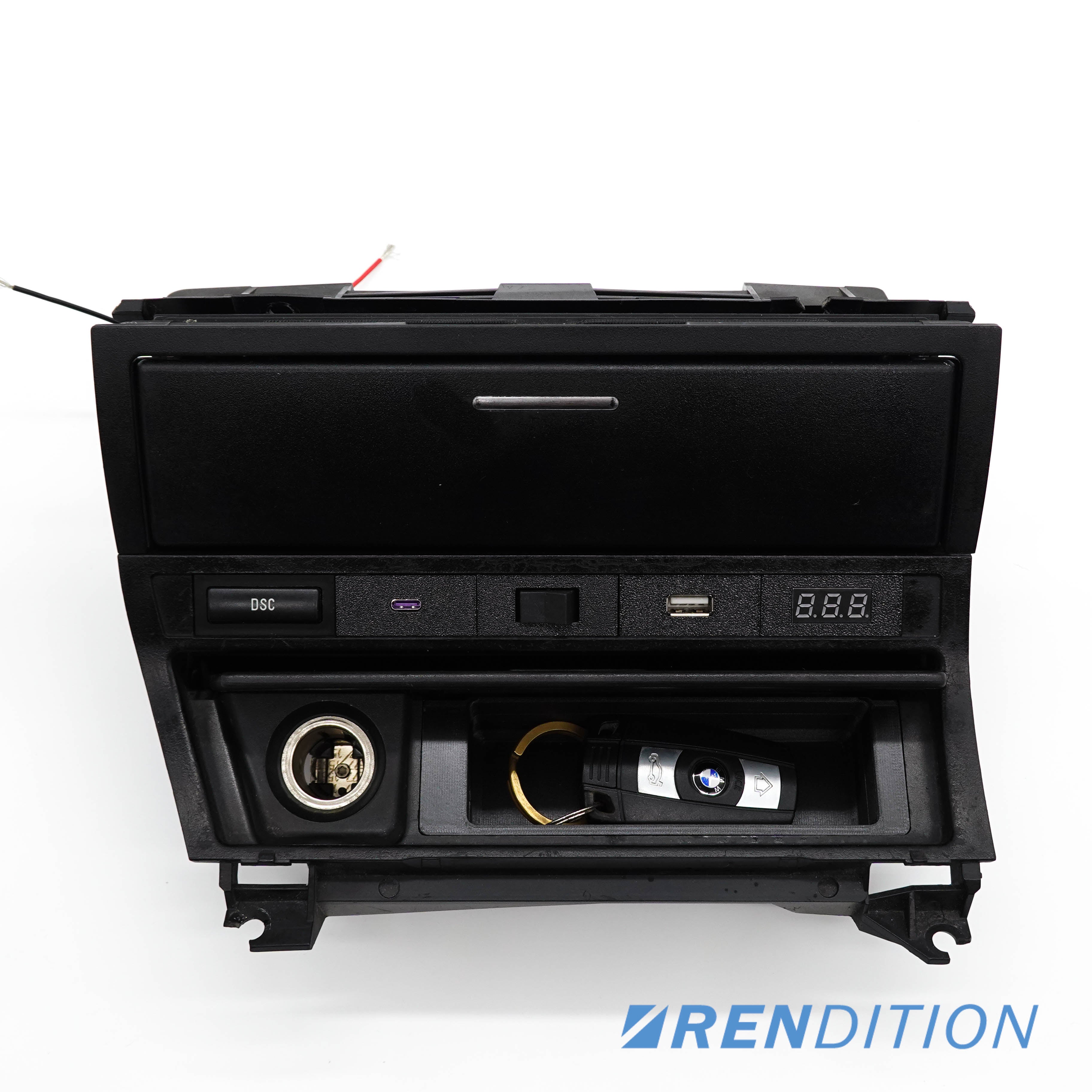 BMW E46 ashtray USB charger and tray conversion with voltmeter and dual USB-C