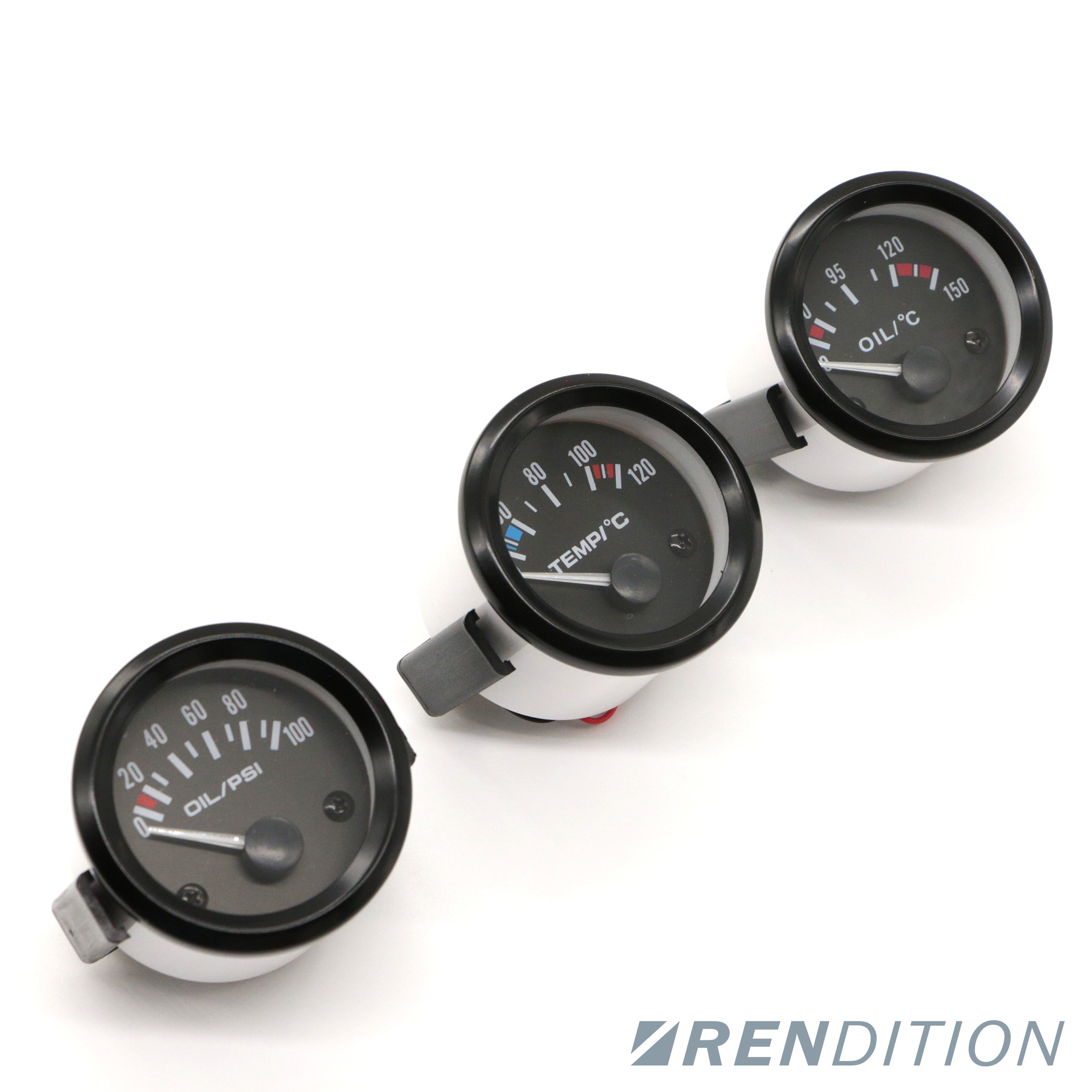 BMW VDO style 52mm gauge kit with oil temp, water temp, and oil pressure sensors