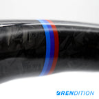 Custom BMW steering wheel in forged carbon, Alcantara, and gloss finish