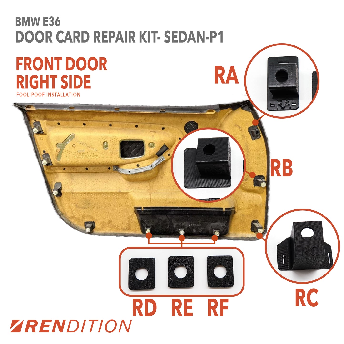 BMW E36 DOOR CARD REPAIR KIT