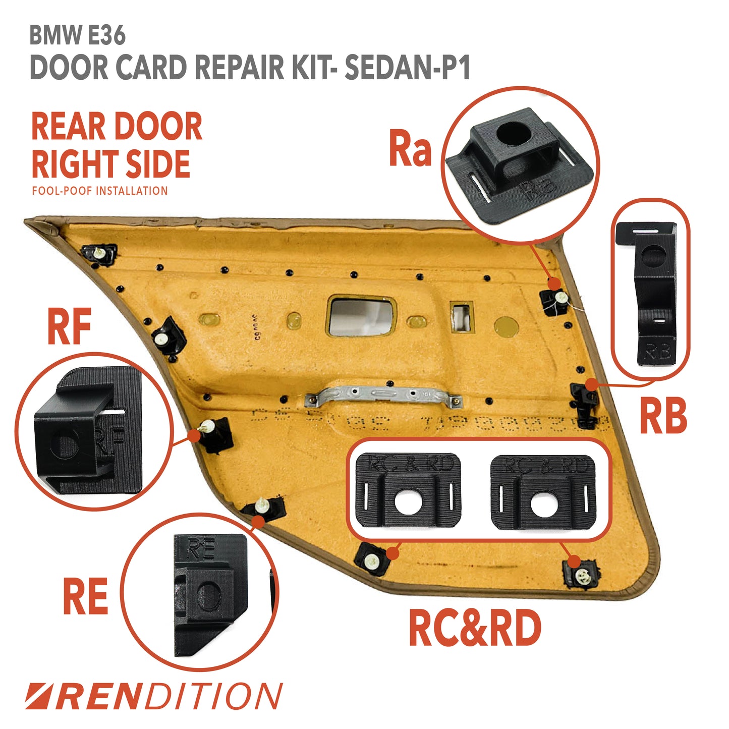 BMW E36 DOOR CARD REPAIR KIT