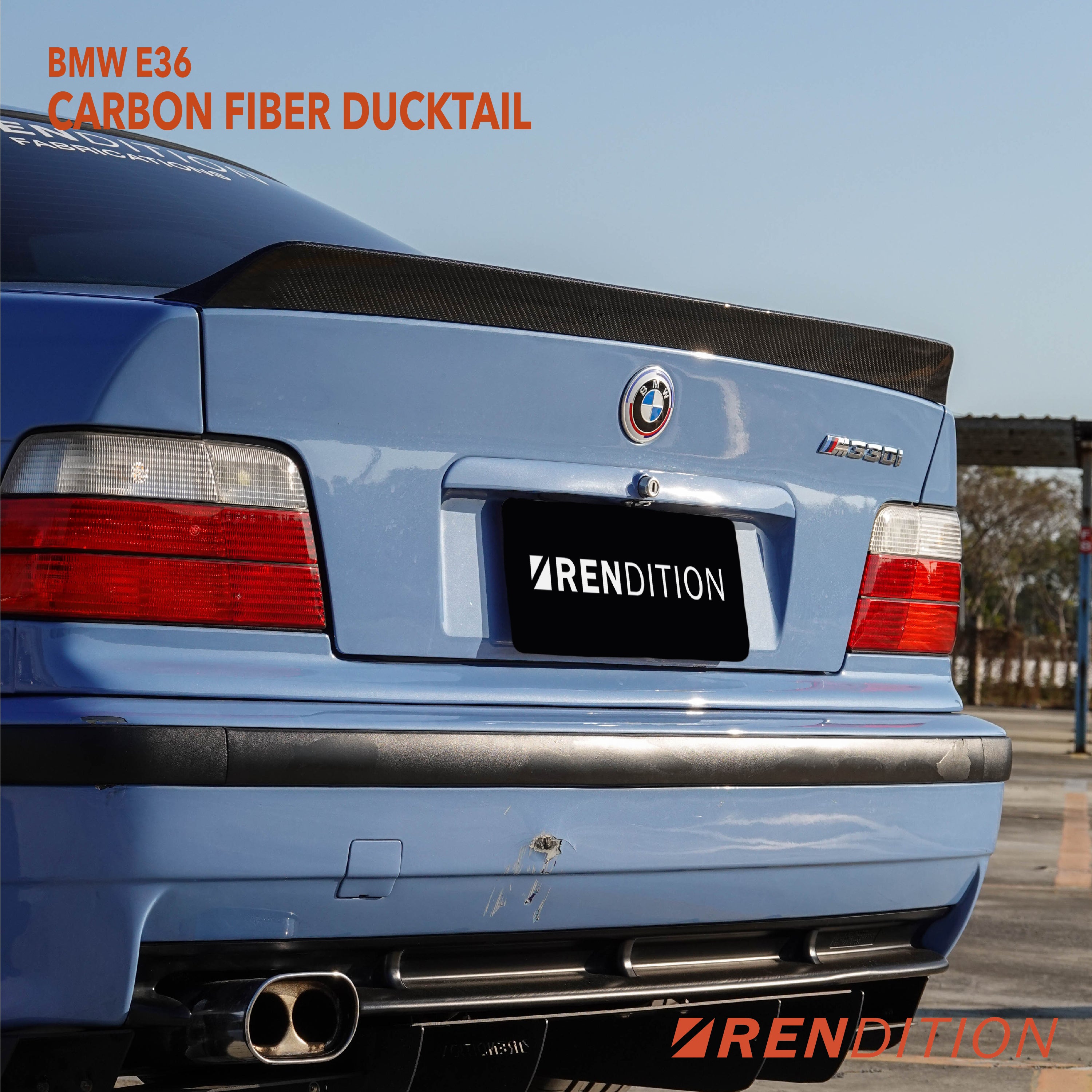 BMW E36 Ducktail Spoiler for Coupe, Sedan, and Convertible – Carbon and Kit Options