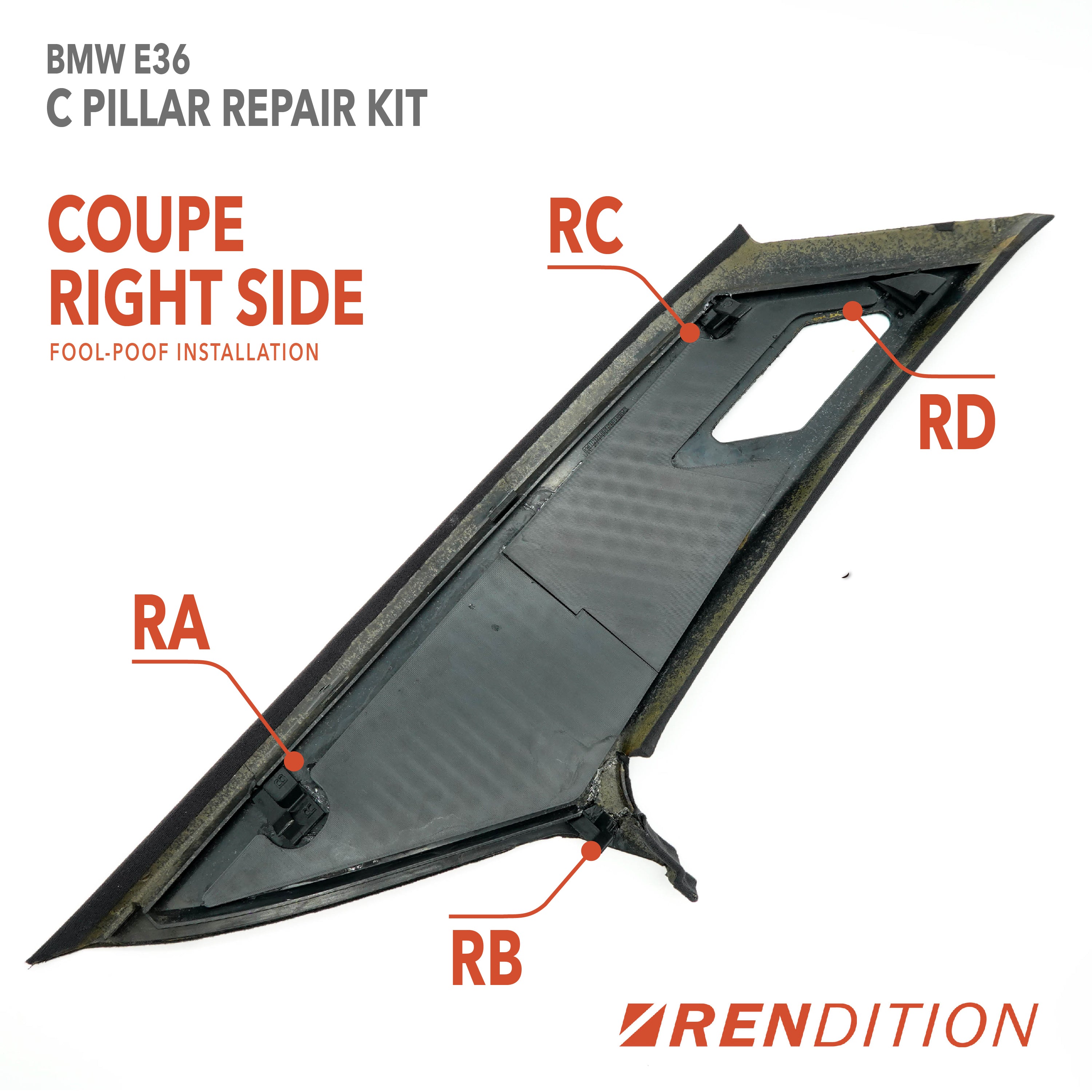 BMW E36 A B C Pillar Repair Kit - Full Set on Display