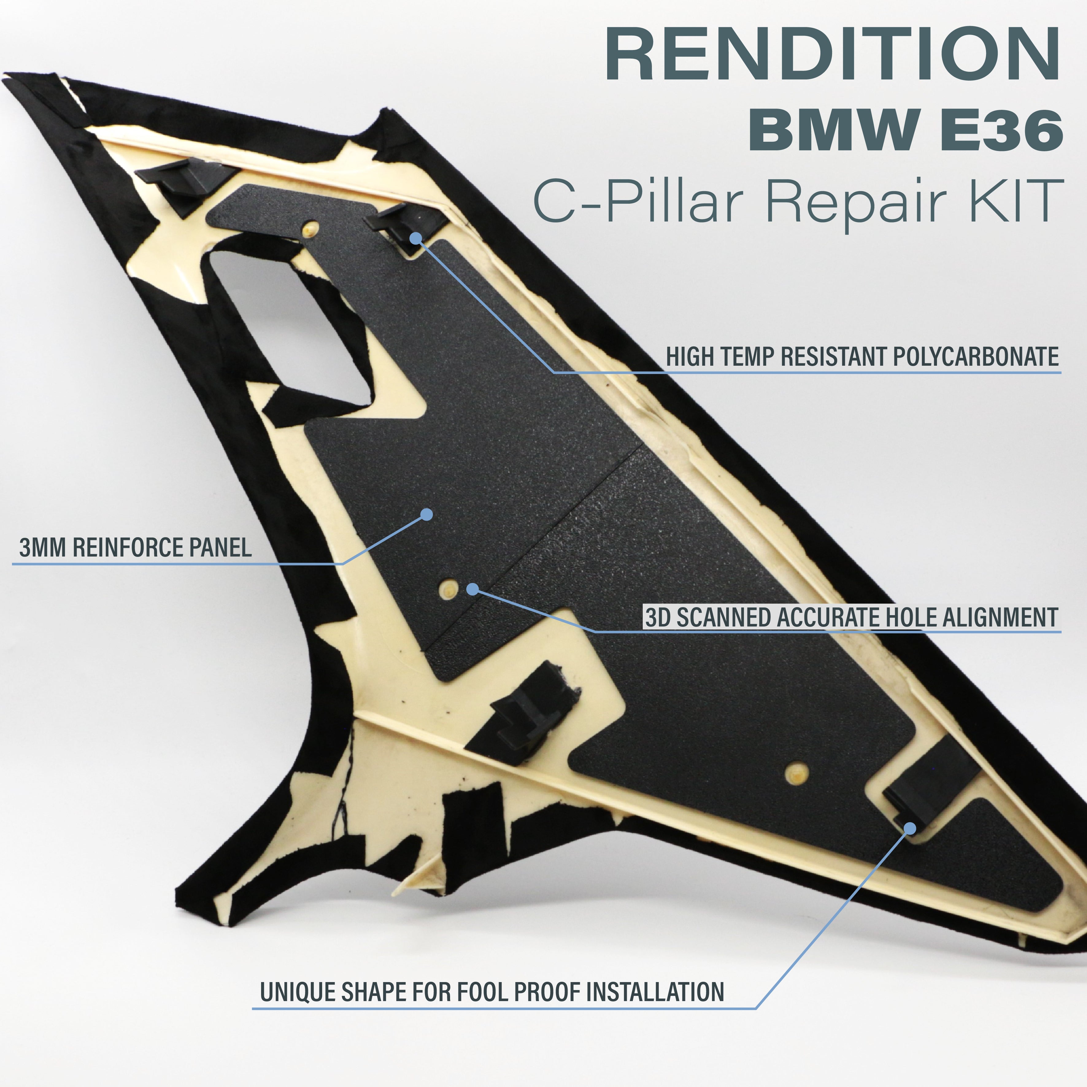 BMW E36 A B C Pillar Repair Kit - Full Set on Display