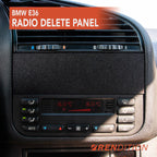 BMW E36 radio delete panel with blank and triple gauge options
