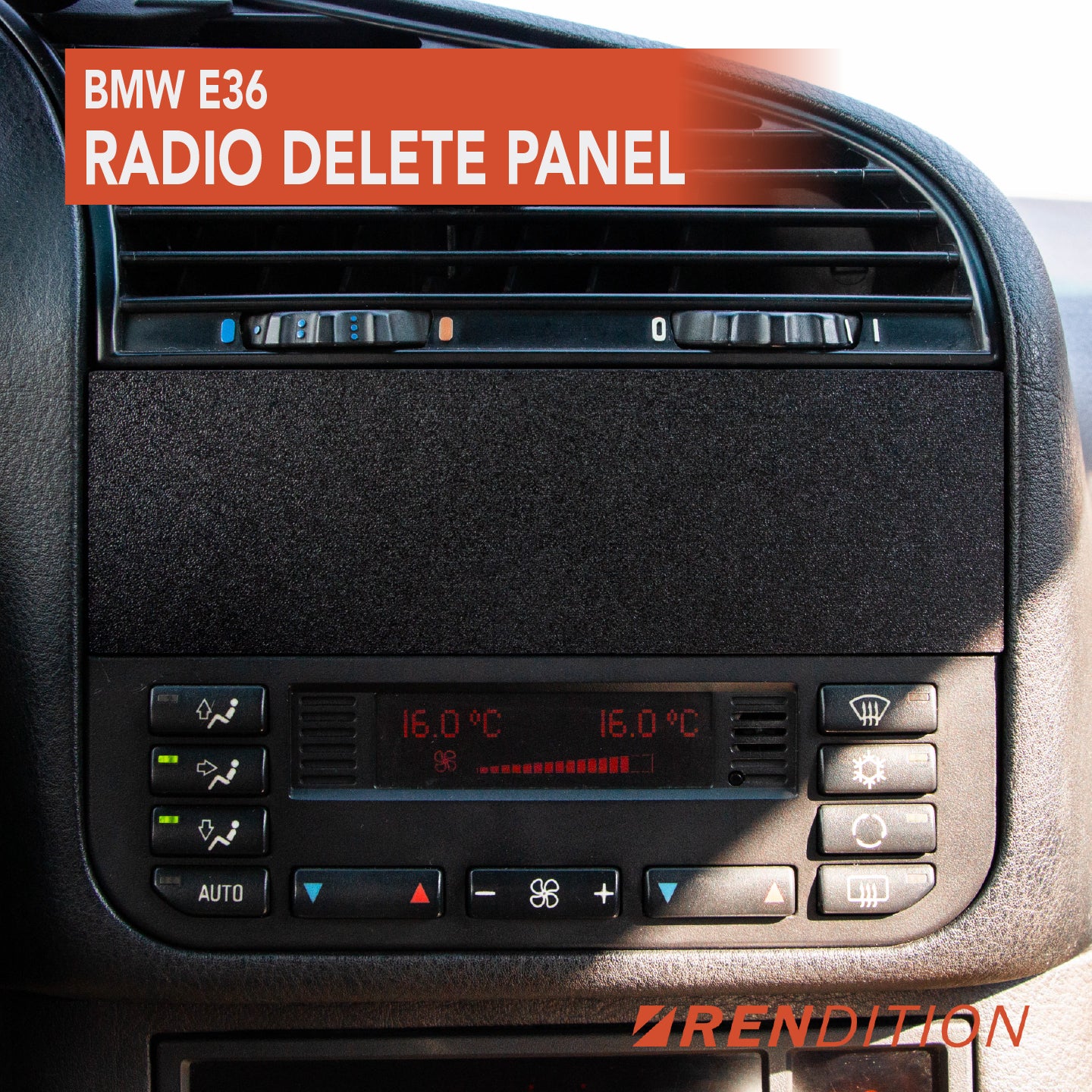 BMW E36 radio delete panel with blank and triple gauge options