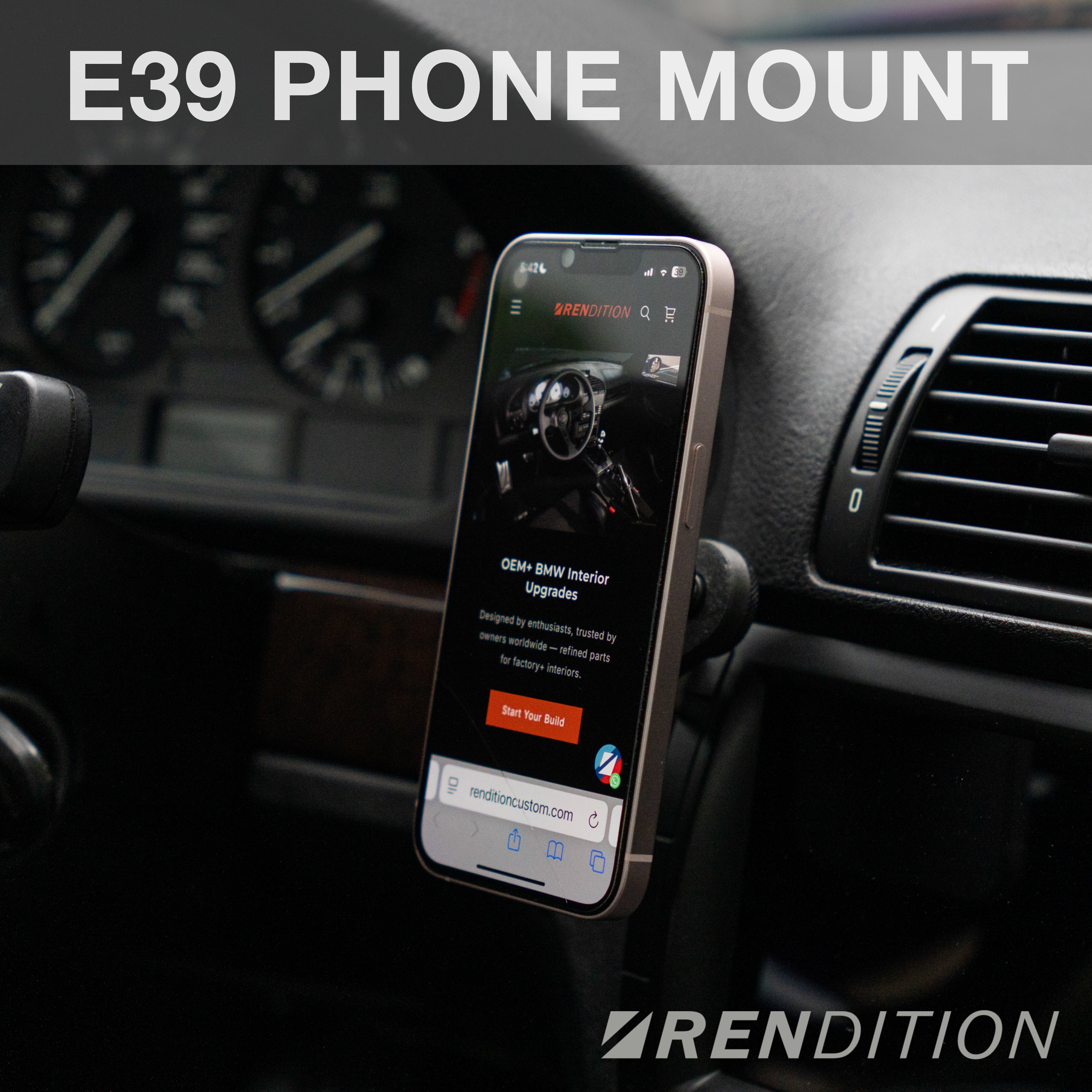 BMW E39 Phone Mount with Auto-Grab and MagSafe Wireless Charger Options