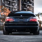 BMW E46 ducktail spoiler installed on Coupe and Sedan models